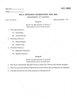 SSUS Entrance Exam MFA 2022 Question Paper