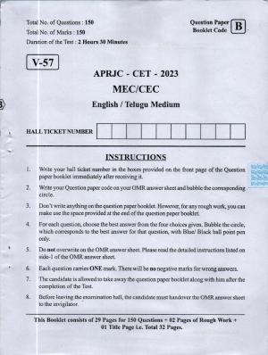 MEC CEC English/ Telugu Medium (Set B) 2023 