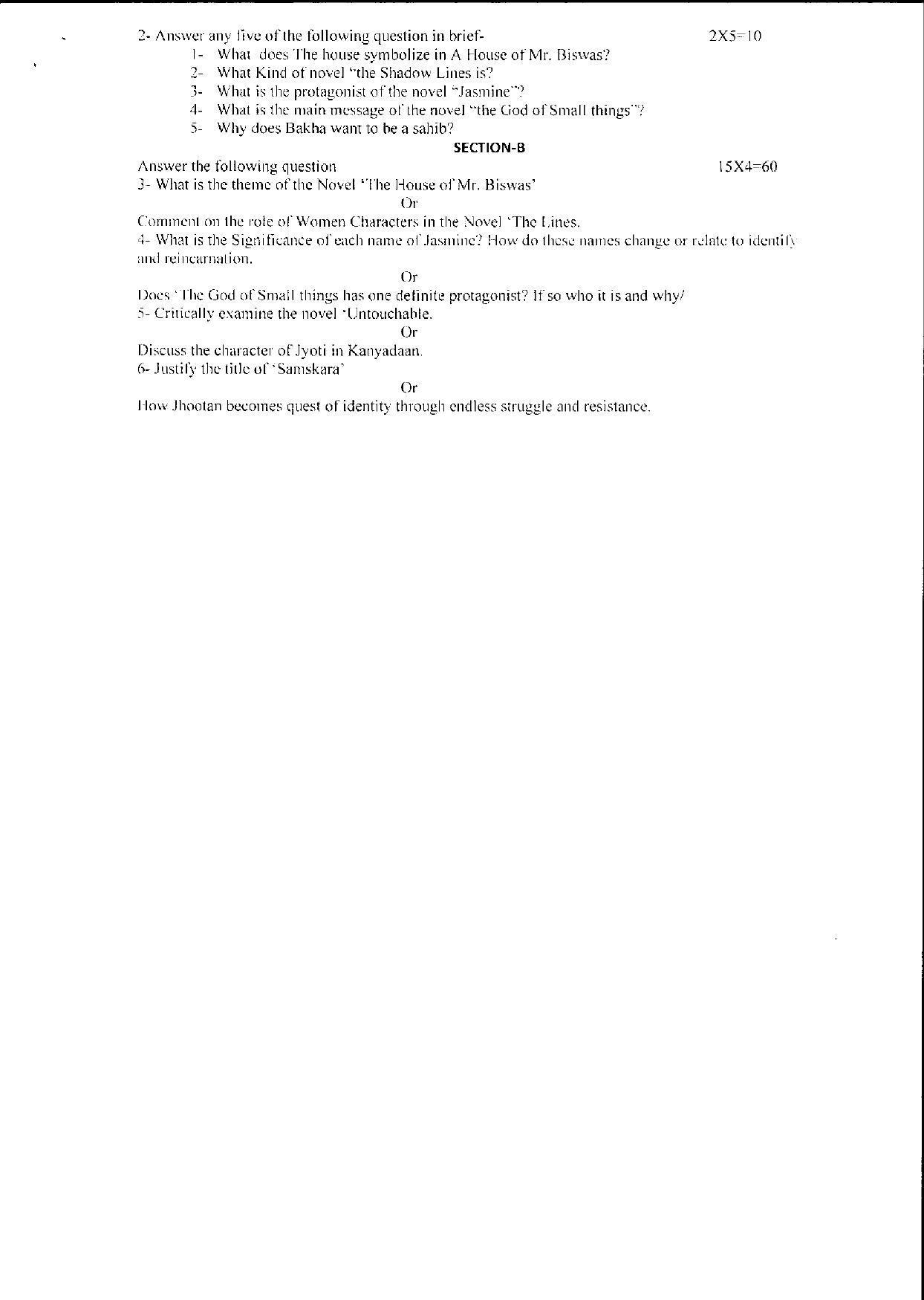 Bilaspur University Question Paper June 2022: M.A. English (Fourth Semester) Diaspora And Dalit Literature Paper 1 - Page 2
