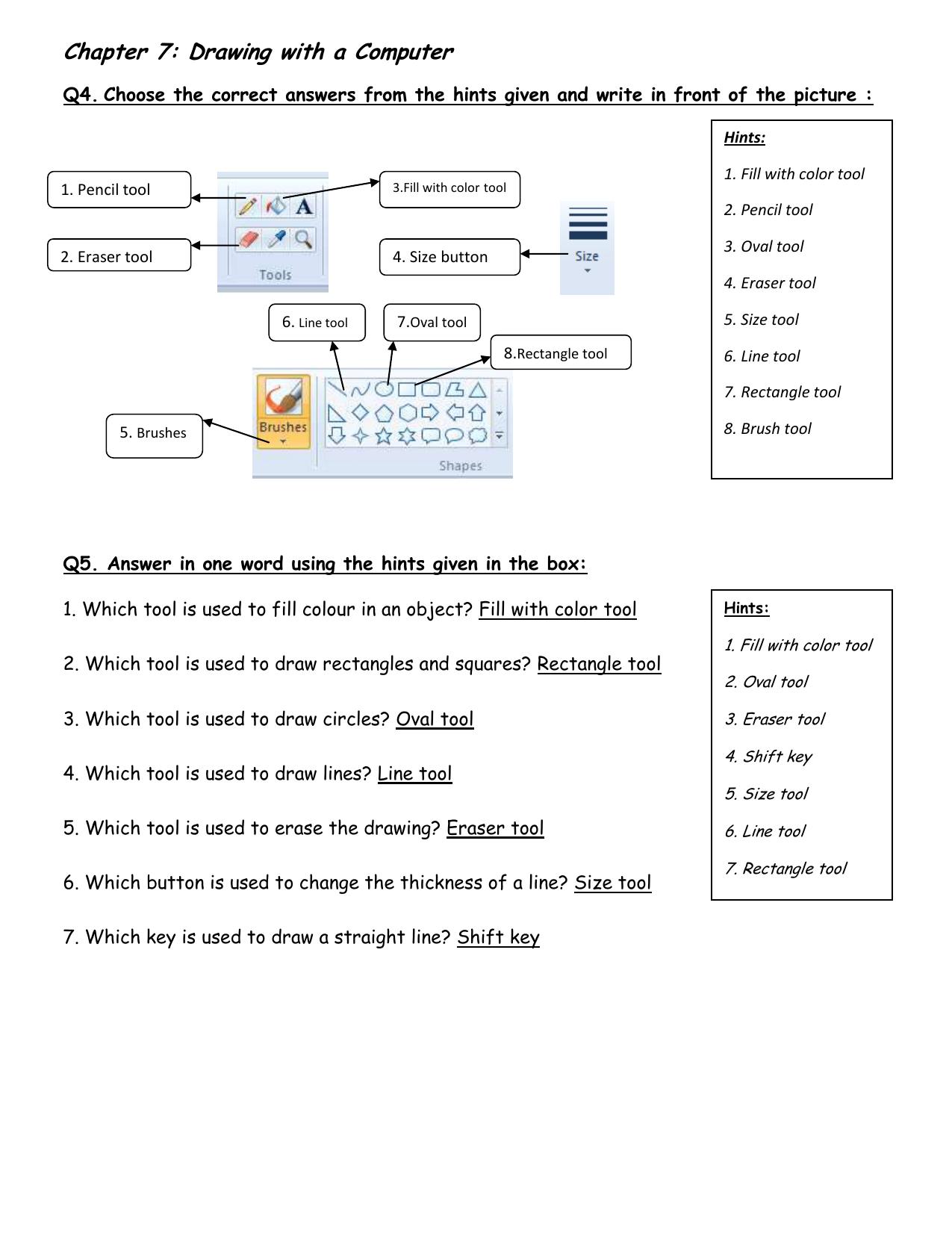 Worksheet for Class 1 Computer Science Drawing with a Computer Assignment - Page 2