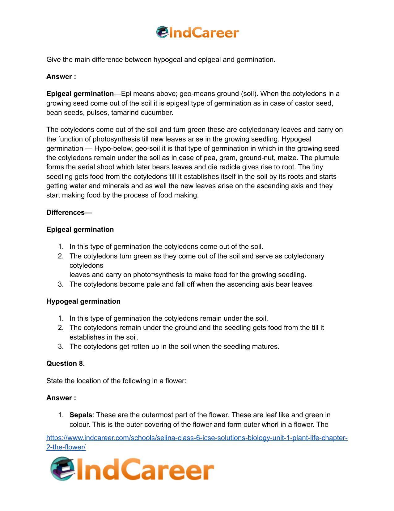 Selina Class 6 ICSE Solutions Biology (Unit 1) - Plant Life: Chapter 2- The Flower - Page 16
