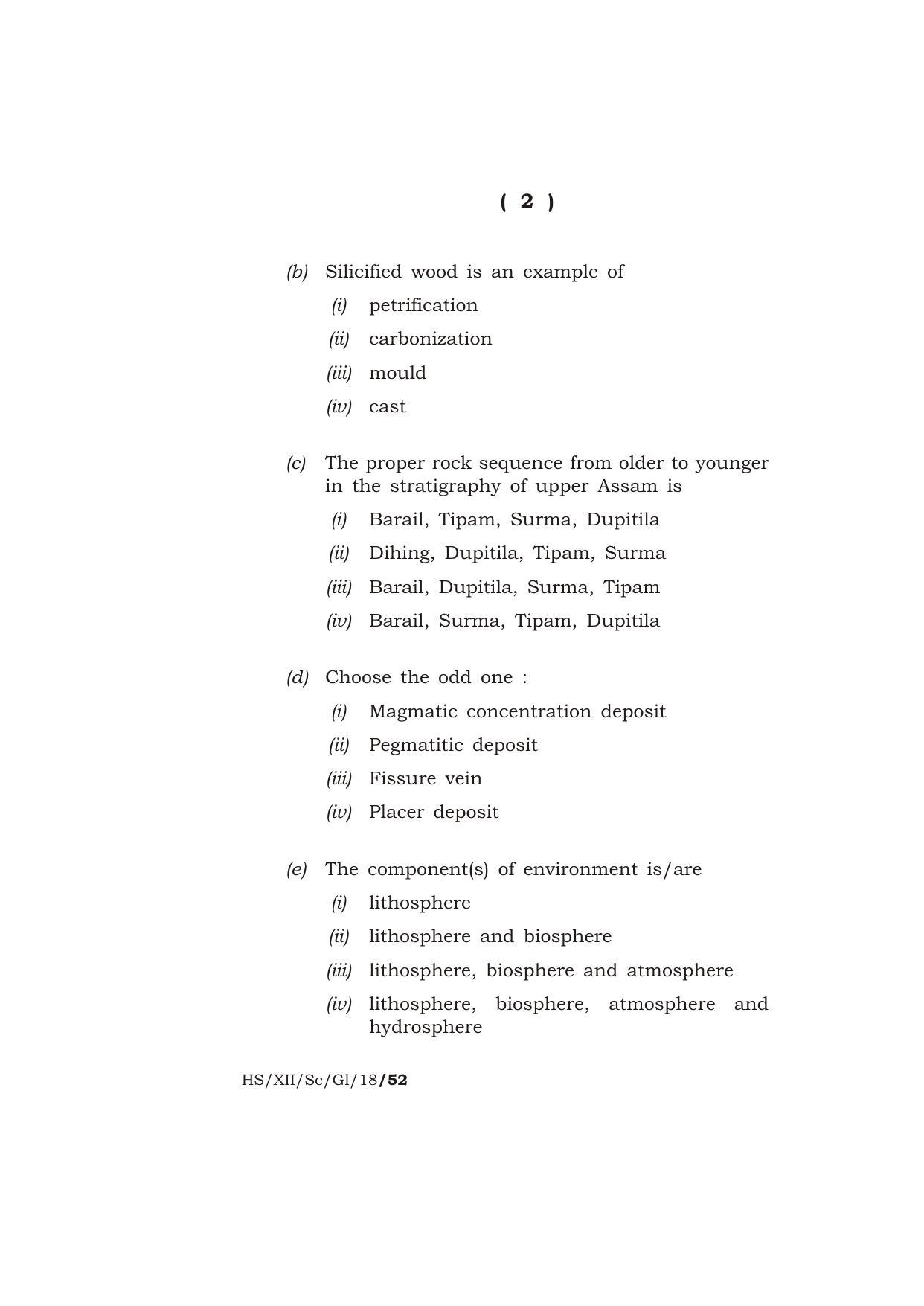 Meghalaya Board (MBOSE) Class 12 GEOLOGY 2018 Question Paper - Page 2