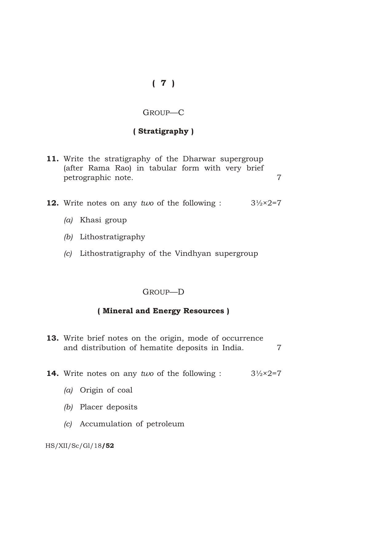 Meghalaya Board (MBOSE) Class 12 GEOLOGY 2018 Question Paper - Page 7
