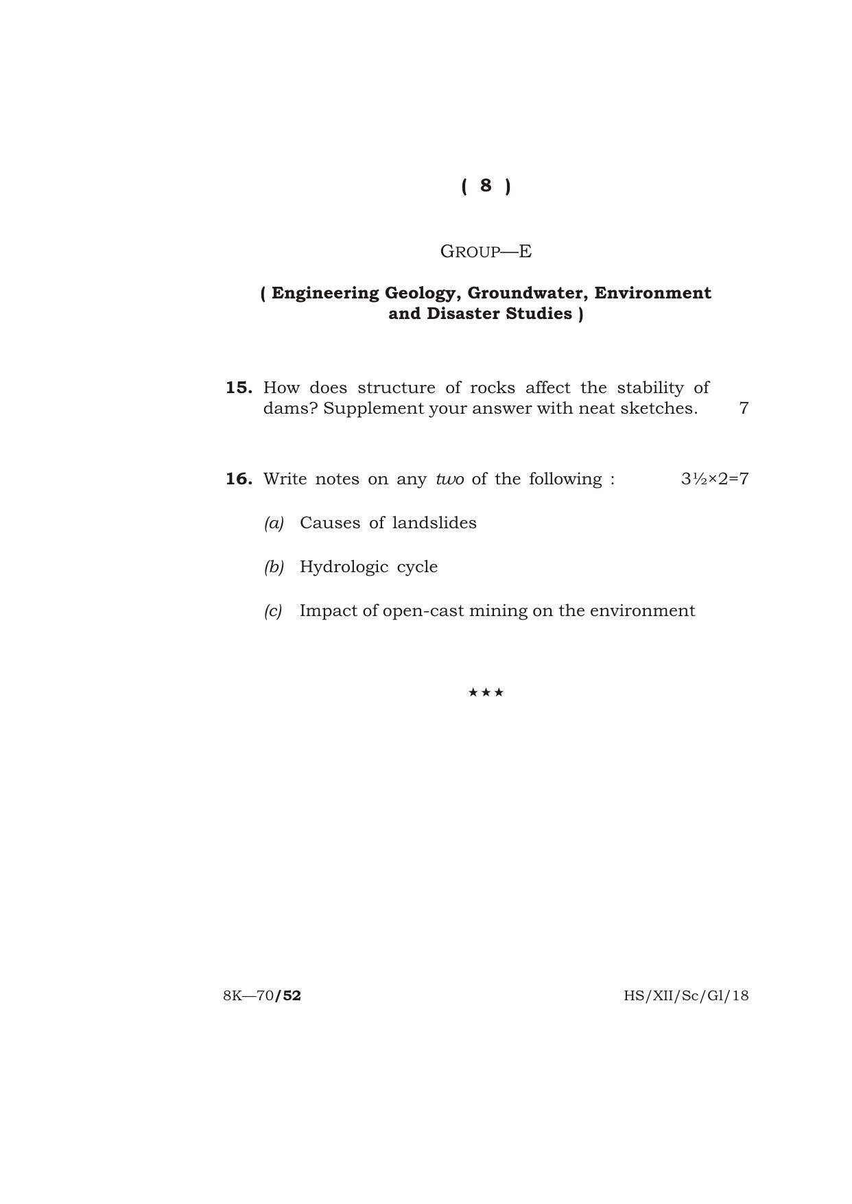 Meghalaya Board (MBOSE) Class 12 GEOLOGY 2018 Question Paper - Page 8