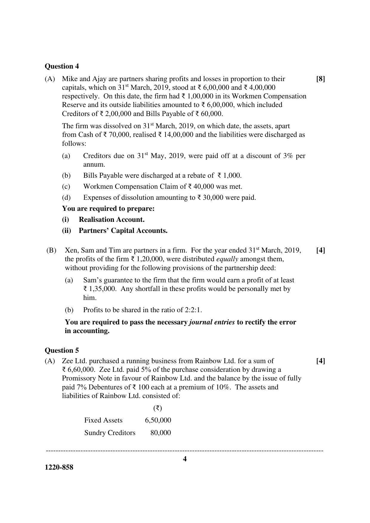 ISC Class 12 2020 Accounts Question Paper - Page 4