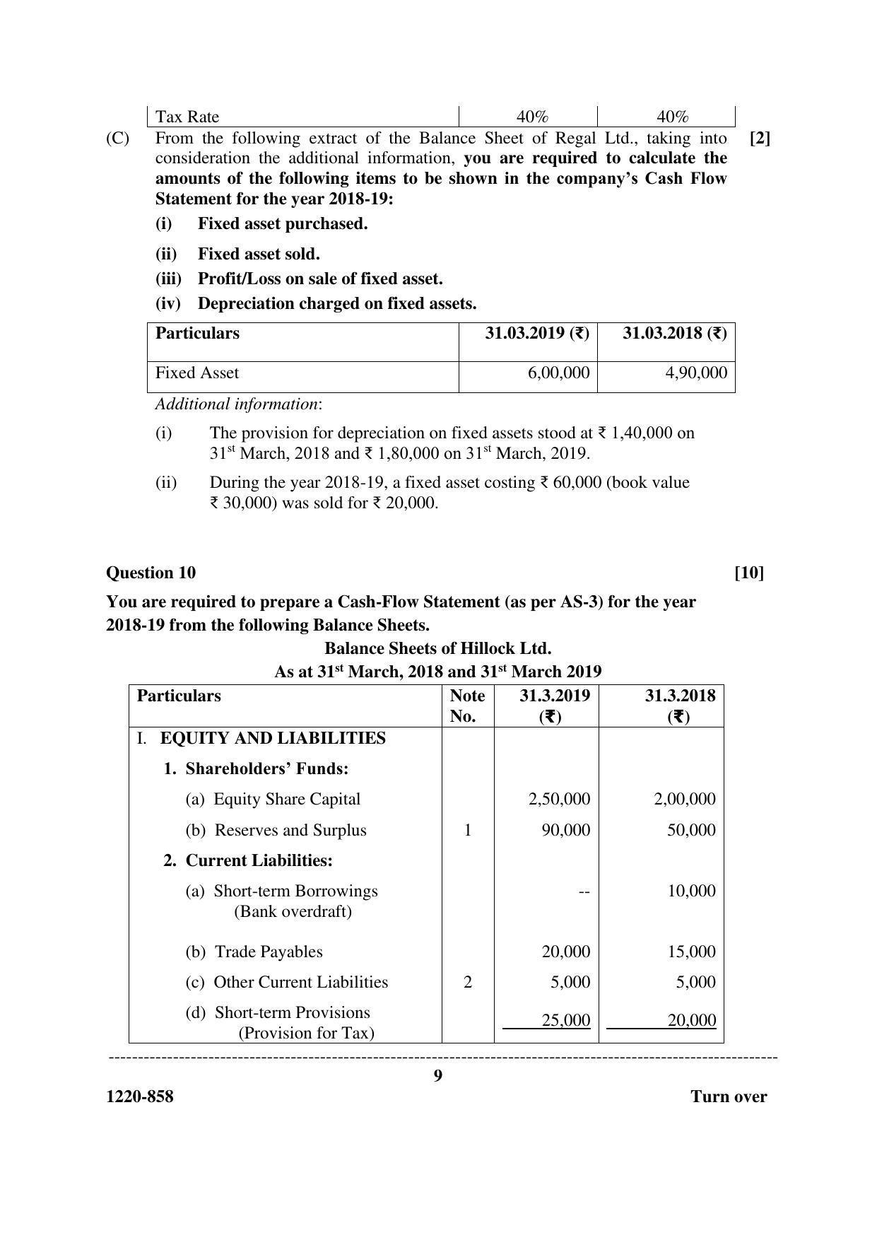 ISC Class 12 2020 Accounts Question Paper - Page 9