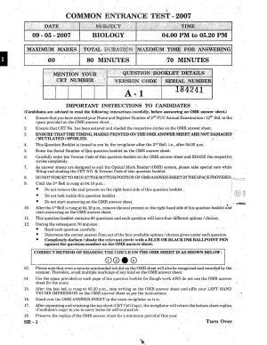 KCET Biology 2007 Question Papers