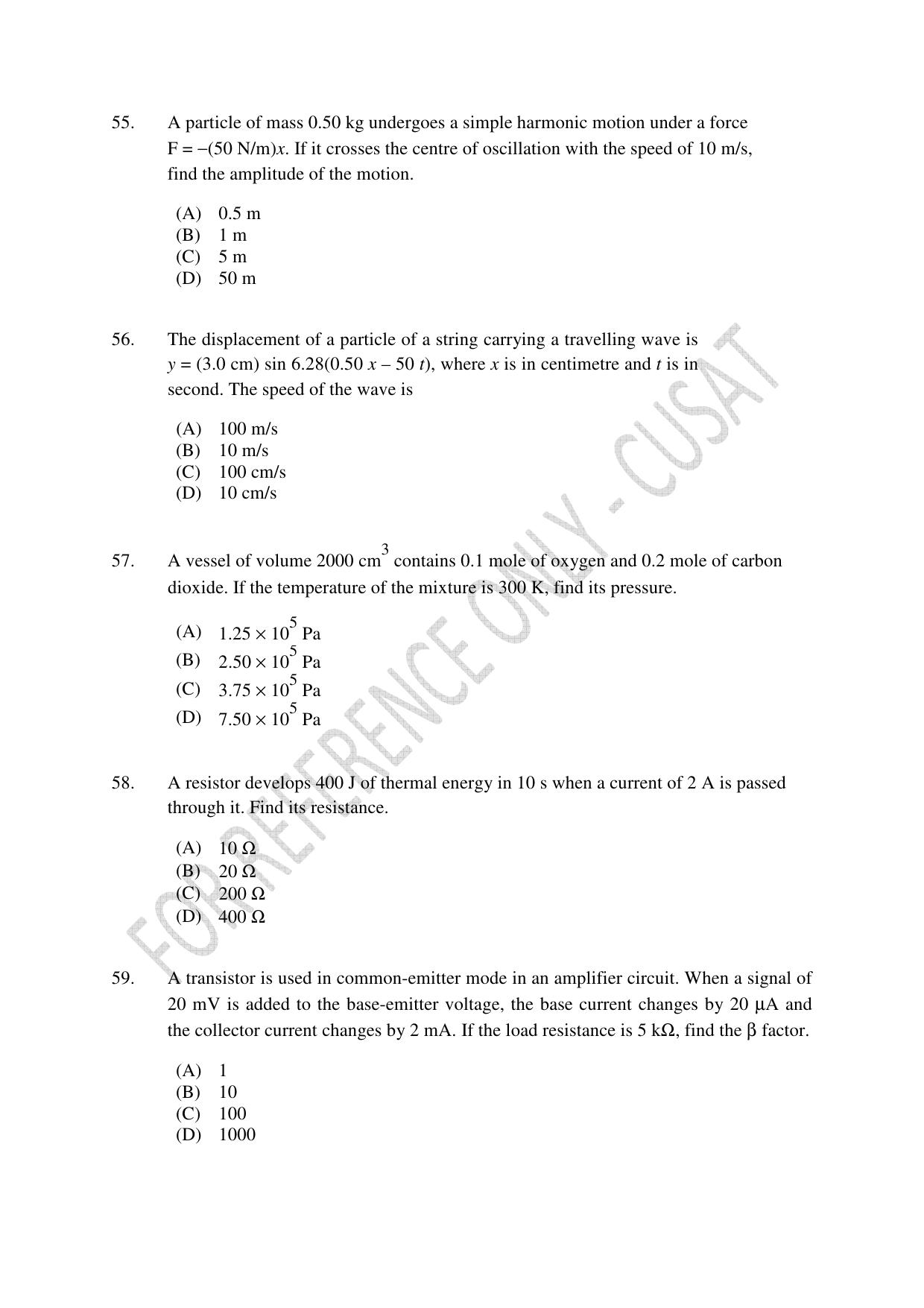 CUSAT CAT 2023 Test For Physics Chemistry Mathematics Shift III Question Paper - Page 13