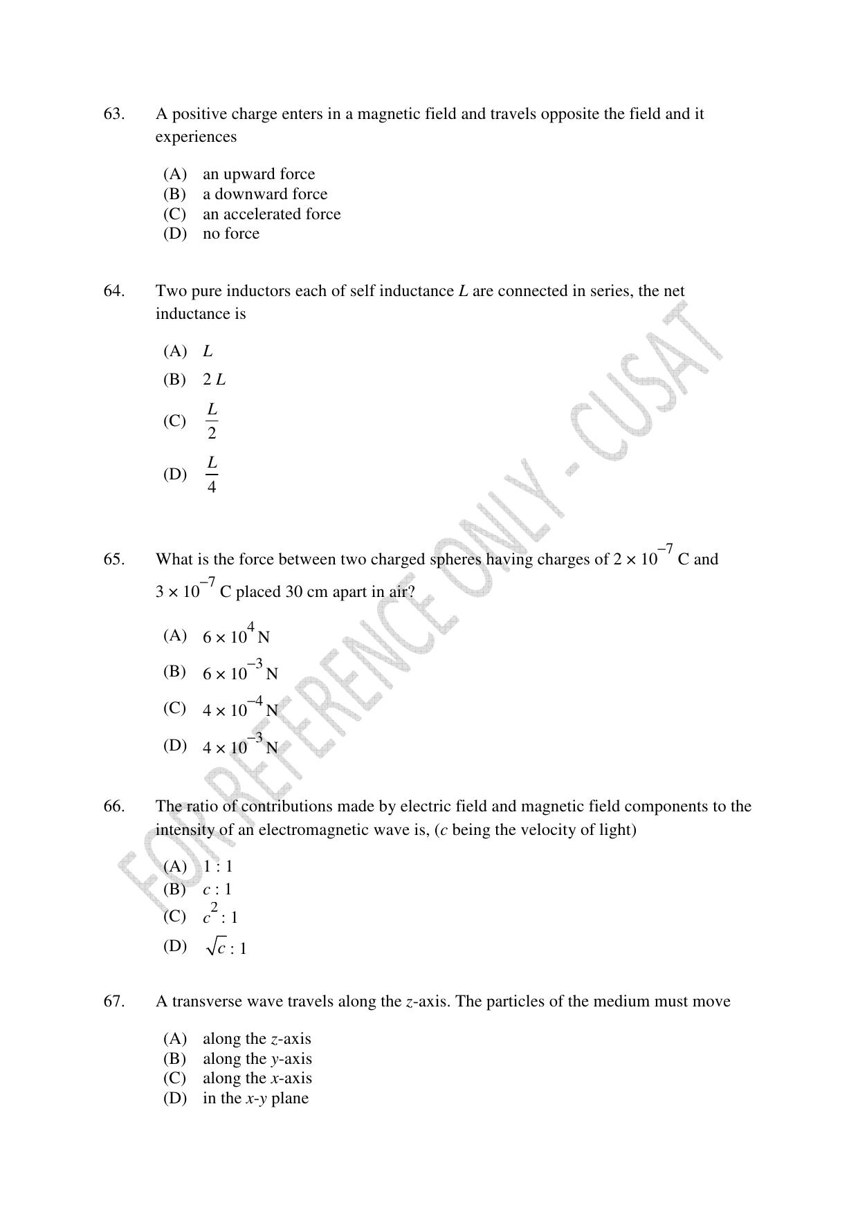 CUSAT CAT 2023 Test For Physics Chemistry Mathematics Shift III Question Paper - Page 15