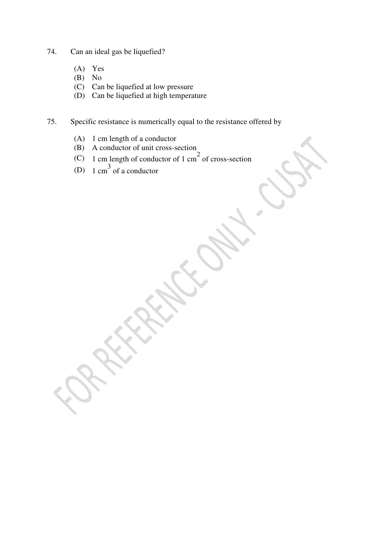 CUSAT CAT 2023 Test For Physics Chemistry Mathematics Shift III Question Paper - Page 17