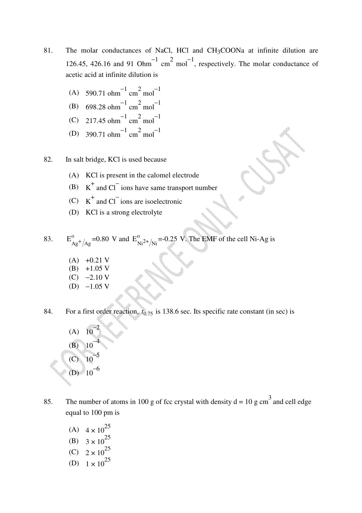 CUSAT CAT 2023 Test For Physics Chemistry Mathematics Shift III Question Paper - Page 19