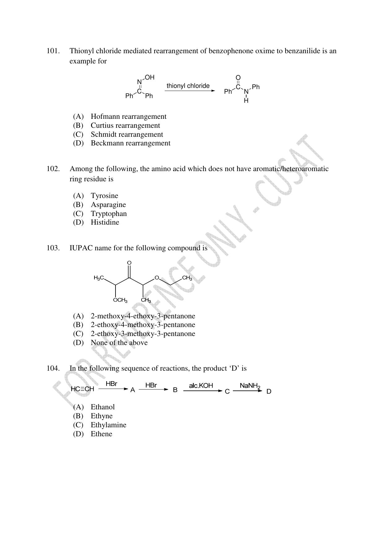 CUSAT CAT 2023 Test For Physics Chemistry Mathematics Shift III Question Paper - Page 23