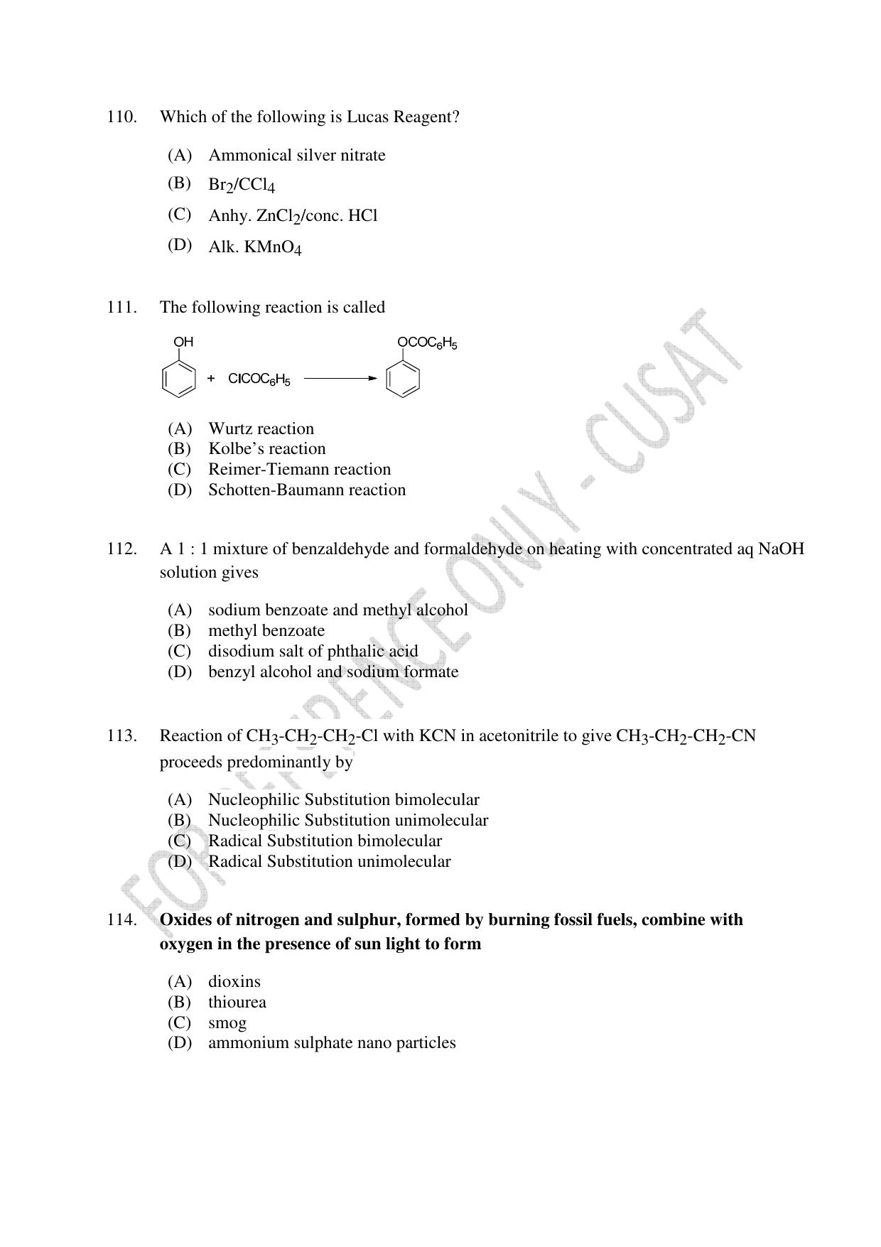 CUSAT CAT 2023 Test For Physics Chemistry Mathematics Shift III Question Paper - Page 25