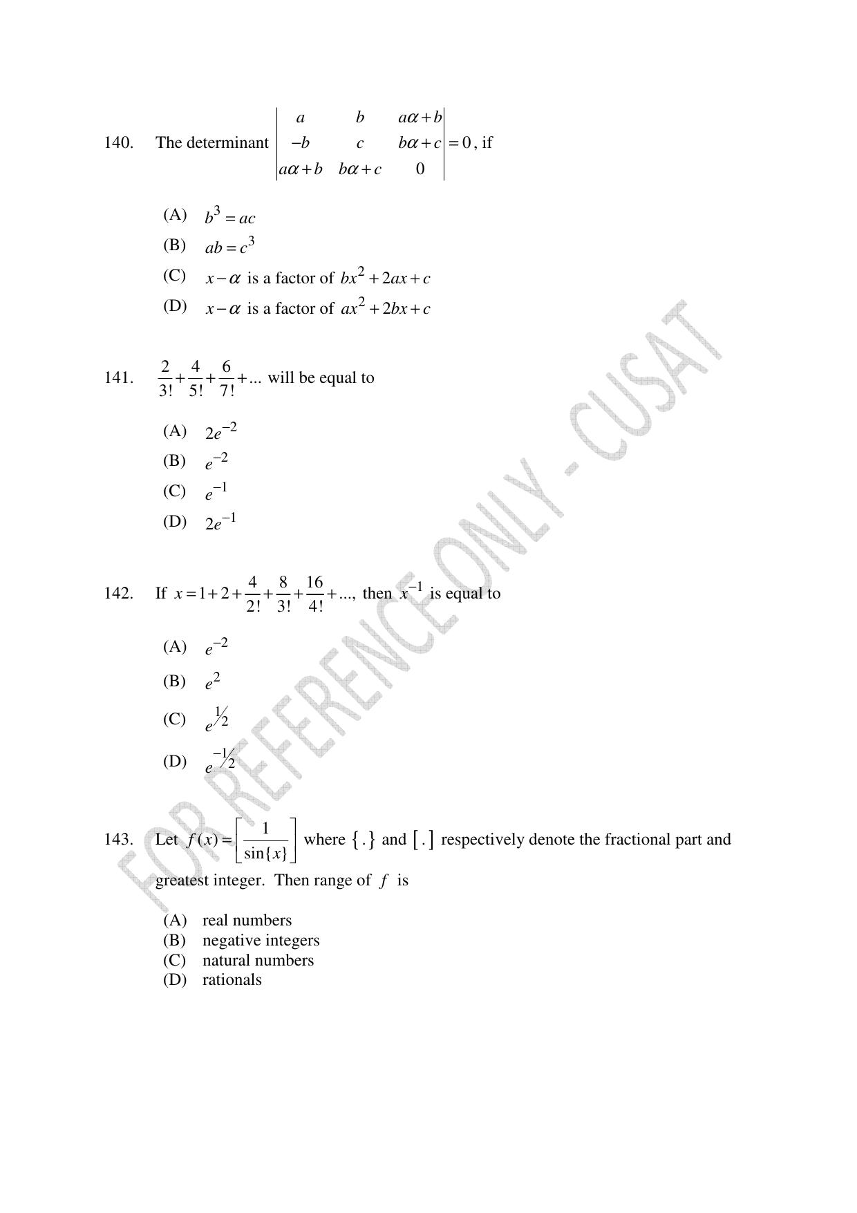 CUSAT CAT 2023 Test For Physics Chemistry Mathematics Shift III Question Paper - Page 31