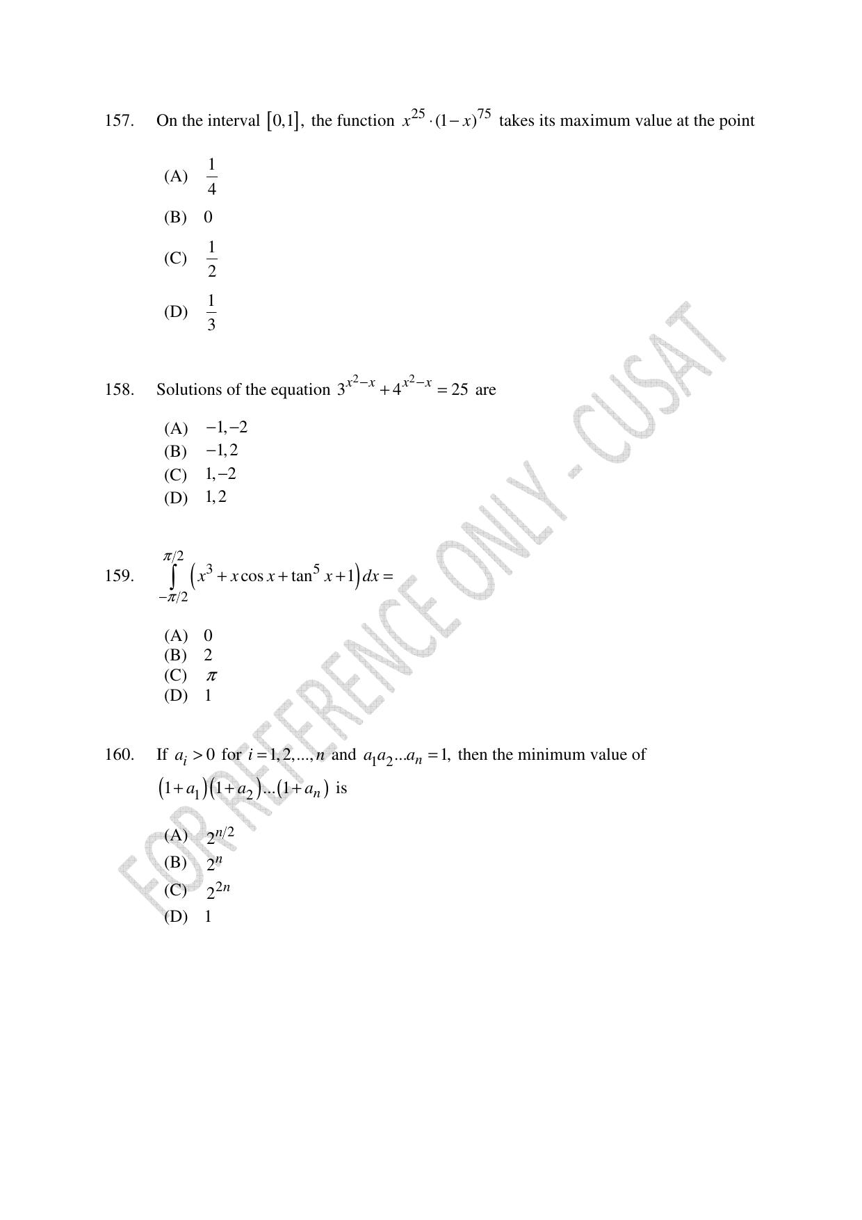 CUSAT CAT 2023 Test For Physics Chemistry Mathematics Shift III Question Paper - Page 36