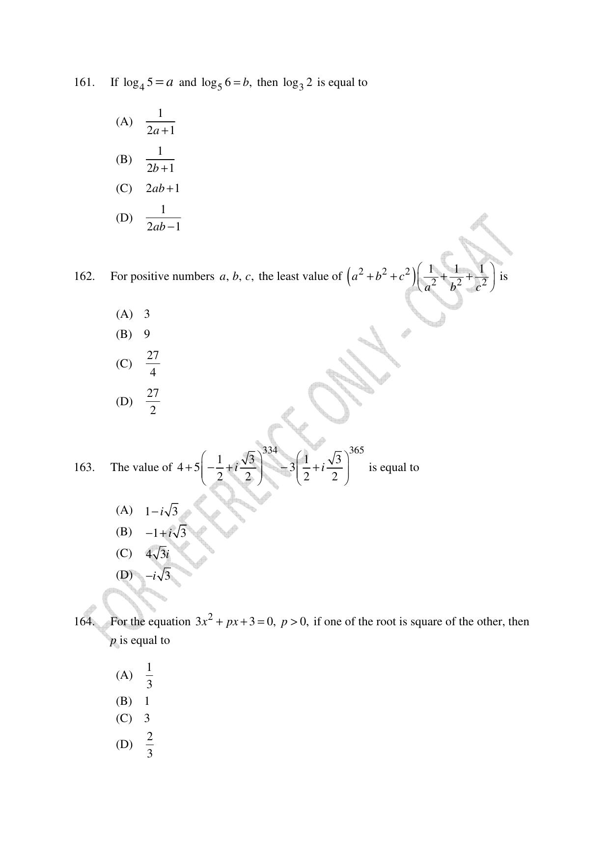 CUSAT CAT 2023 Test For Physics Chemistry Mathematics Shift III Question Paper - Page 37