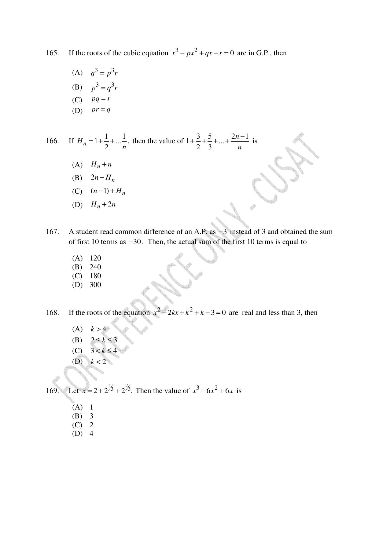 CUSAT CAT 2023 Test For Physics Chemistry Mathematics Shift III Question Paper - Page 38