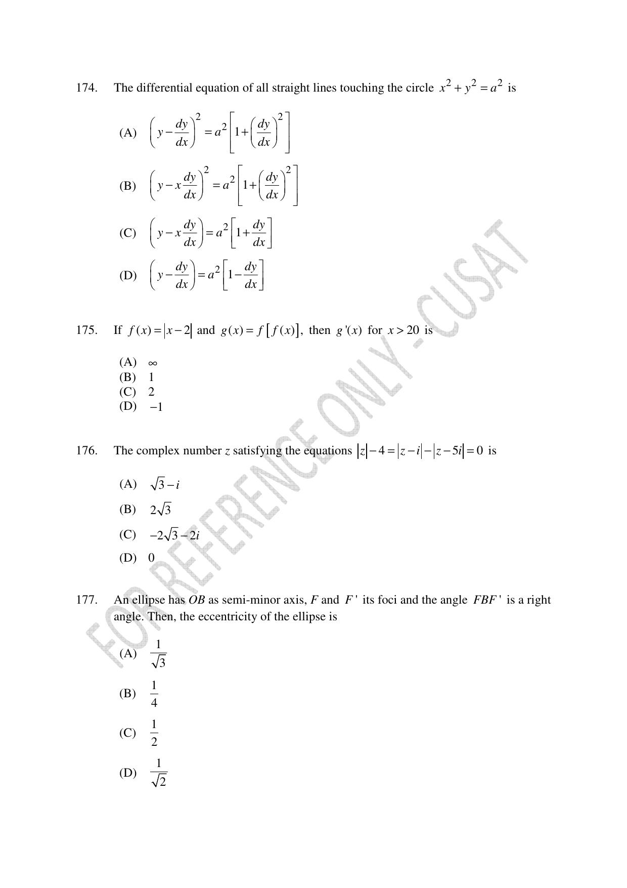 CUSAT CAT 2023 Test For Physics Chemistry Mathematics Shift III Question Paper - Page 40
