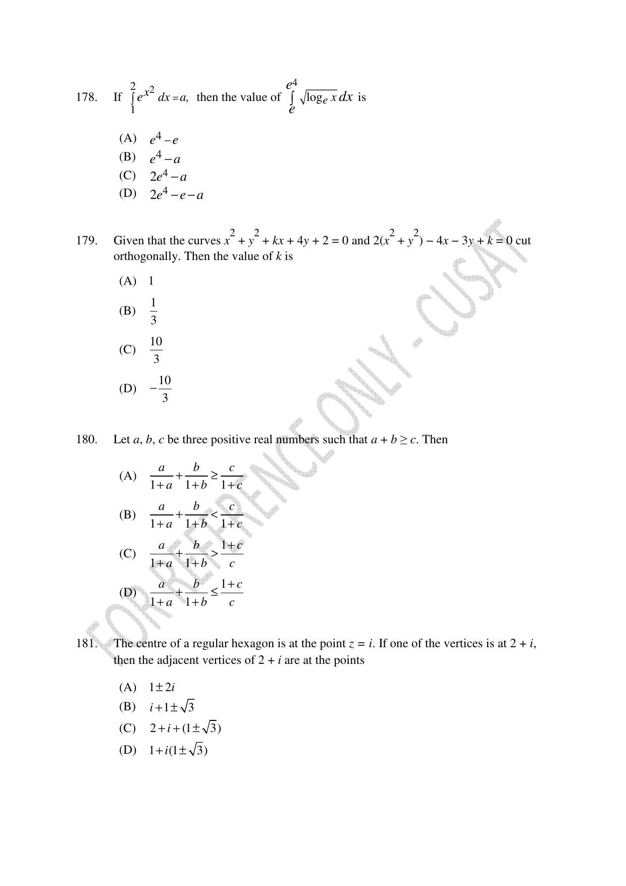 CUSAT CAT 2023 Test For Physics Chemistry Mathematics Shift III Question Paper - Page 41