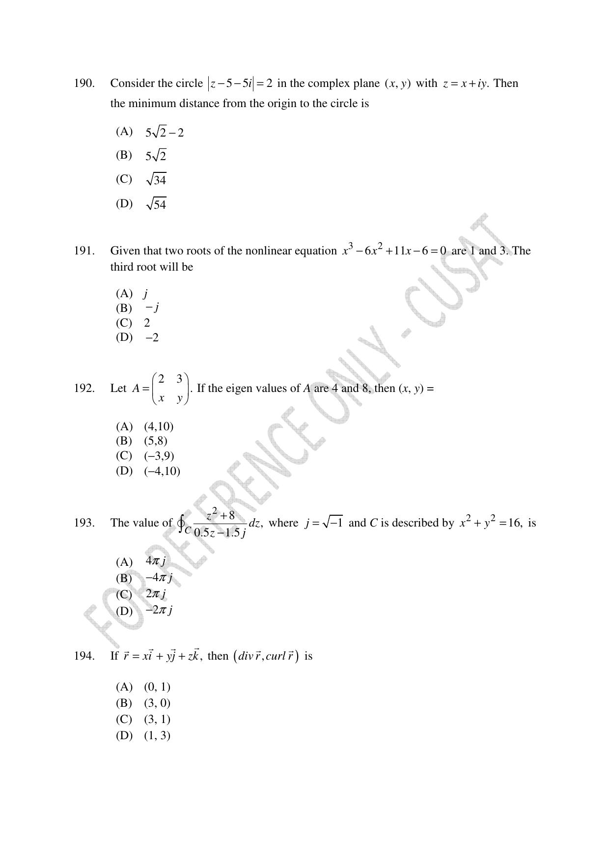 CUSAT CAT 2023 Test For Physics Chemistry Mathematics Shift III Question Paper - Page 44