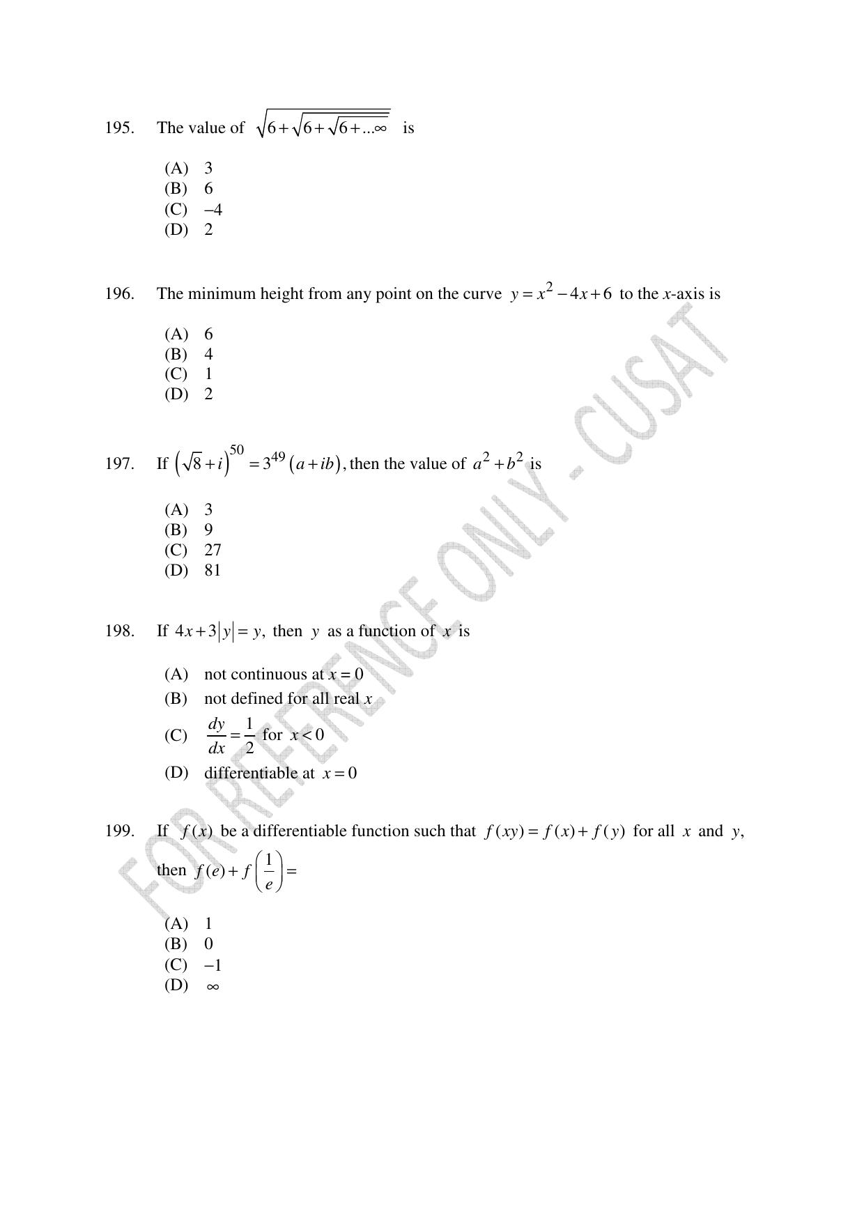 CUSAT CAT 2023 Test For Physics Chemistry Mathematics Shift III Question Paper - Page 45
