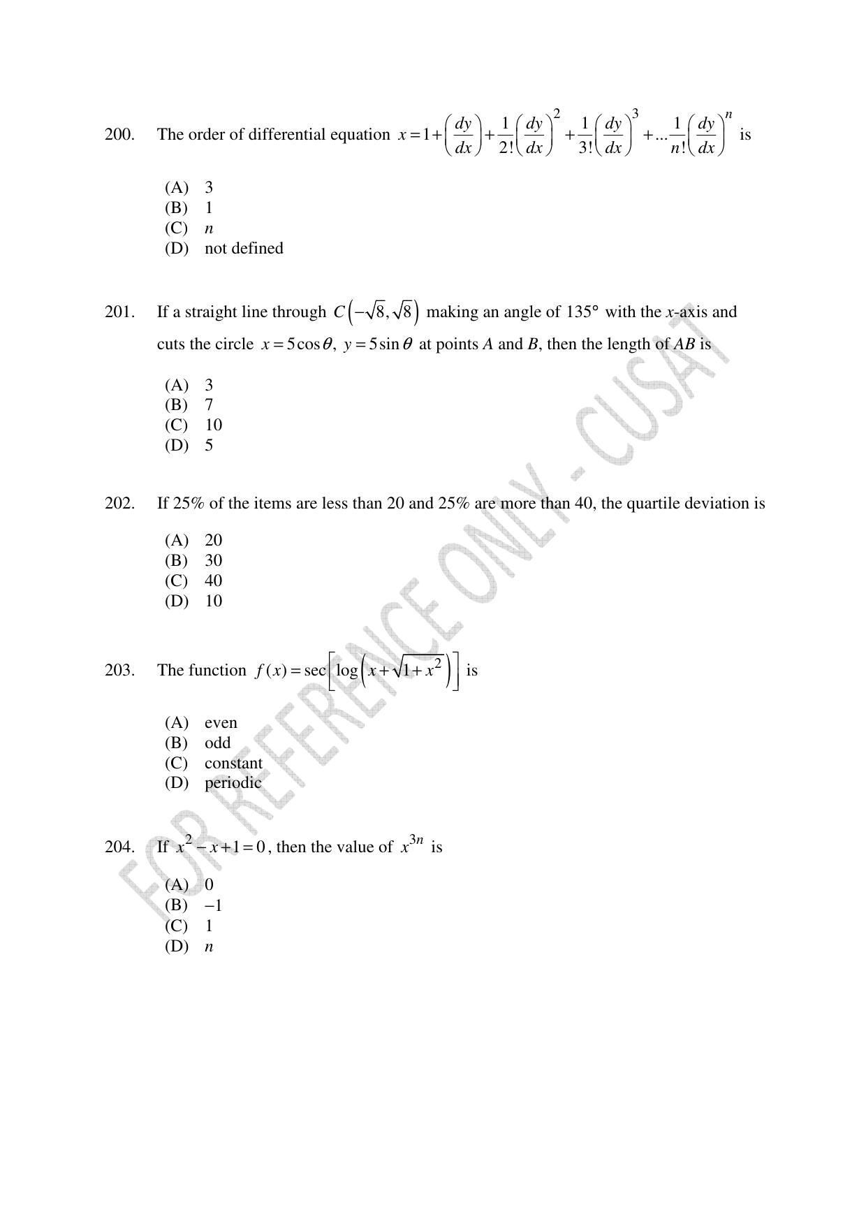 CUSAT CAT 2023 Test For Physics Chemistry Mathematics Shift III Question Paper - Page 46