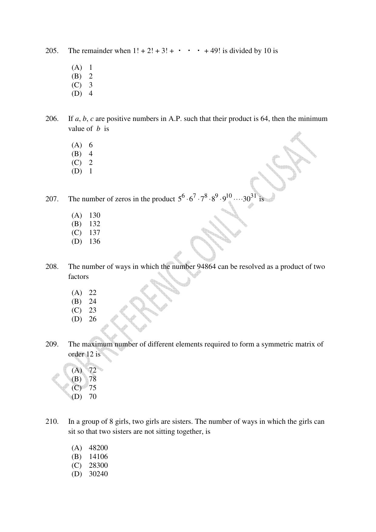 CUSAT CAT 2023 Test For Physics Chemistry Mathematics Shift III Question Paper - Page 47