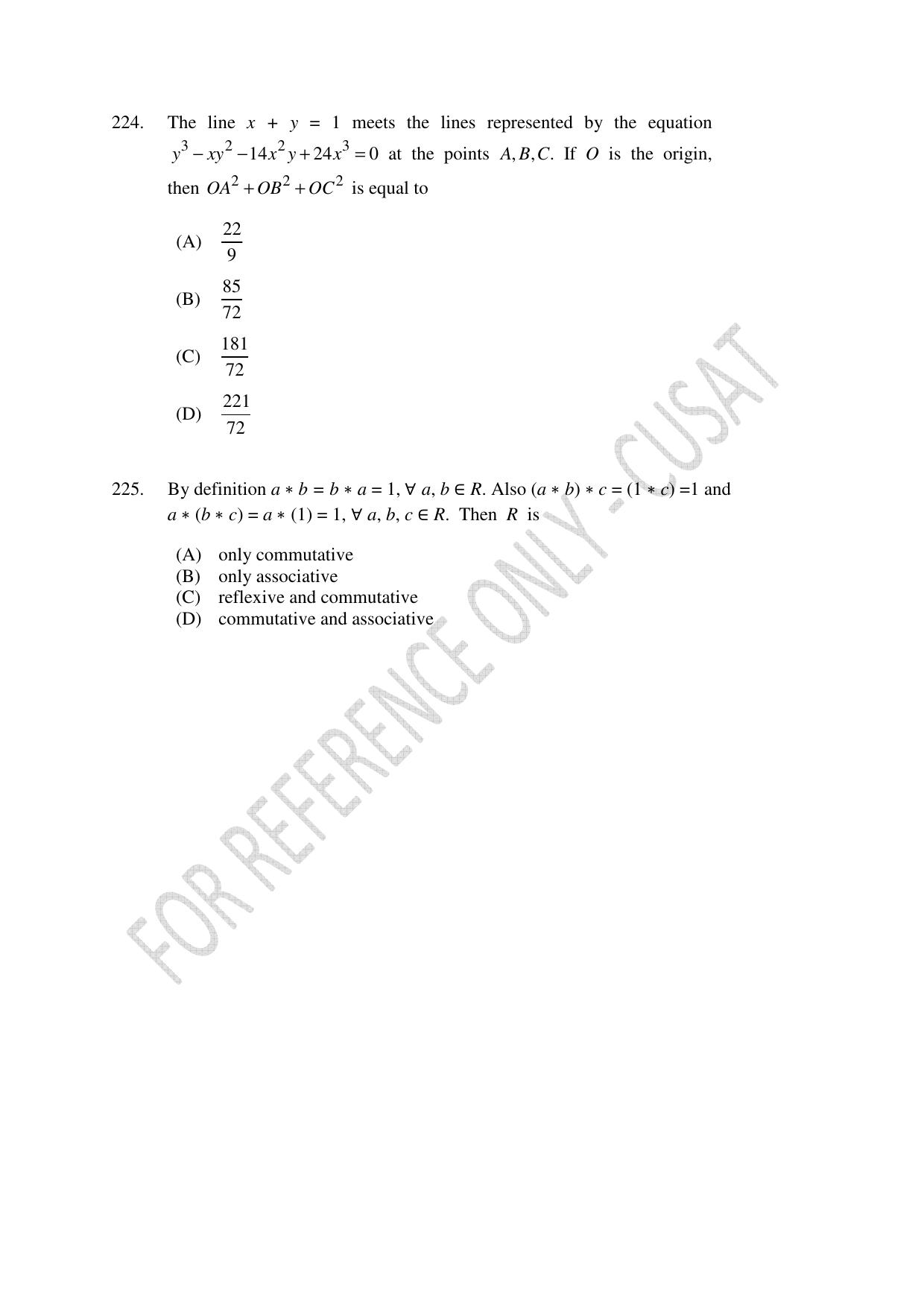 CUSAT CAT 2023 Test For Physics Chemistry Mathematics Shift III Question Paper - Page 51