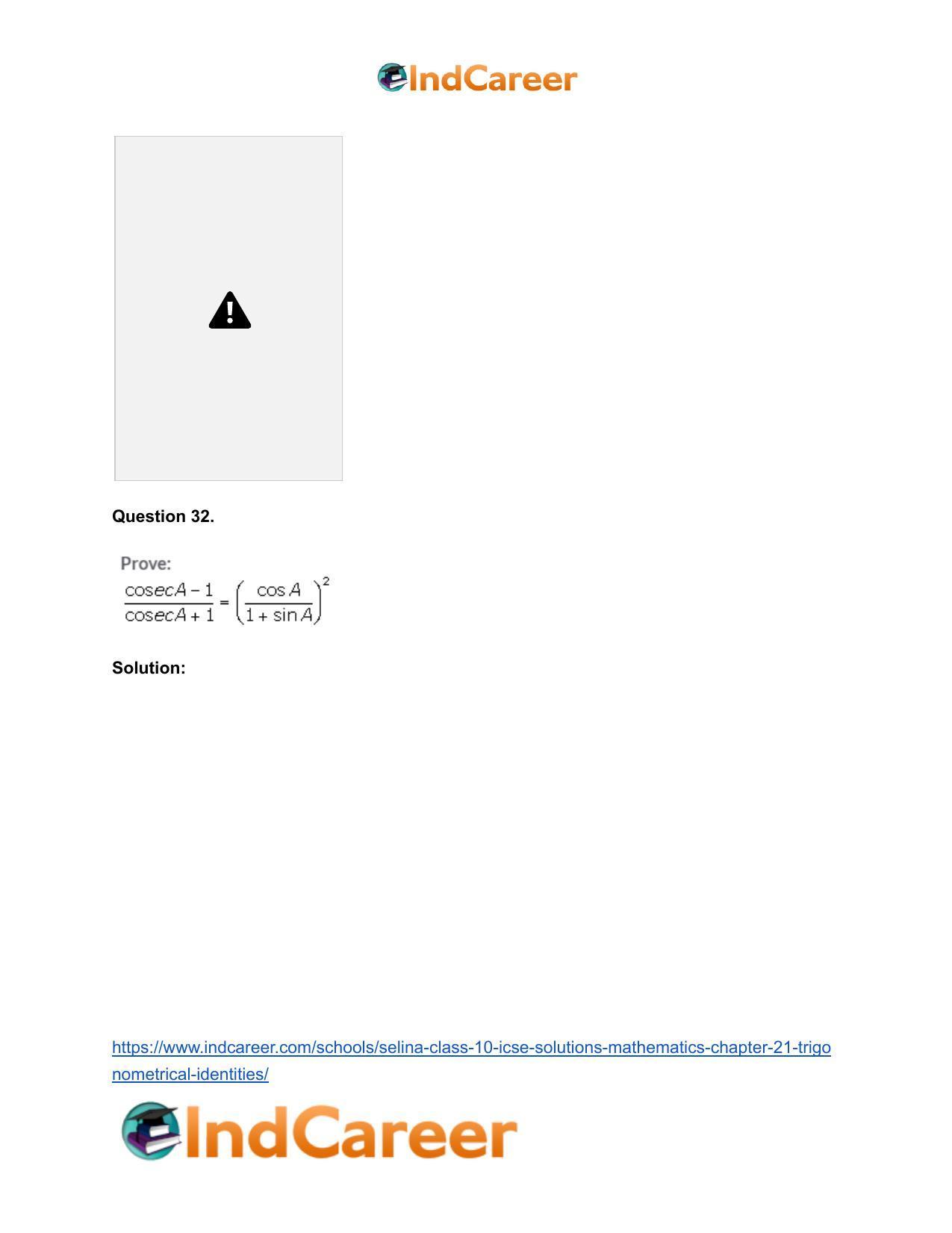 Selina Class 10 ICSE Solutions Mathematics : Chapter 21- Trigonometrical Identities - Page 17