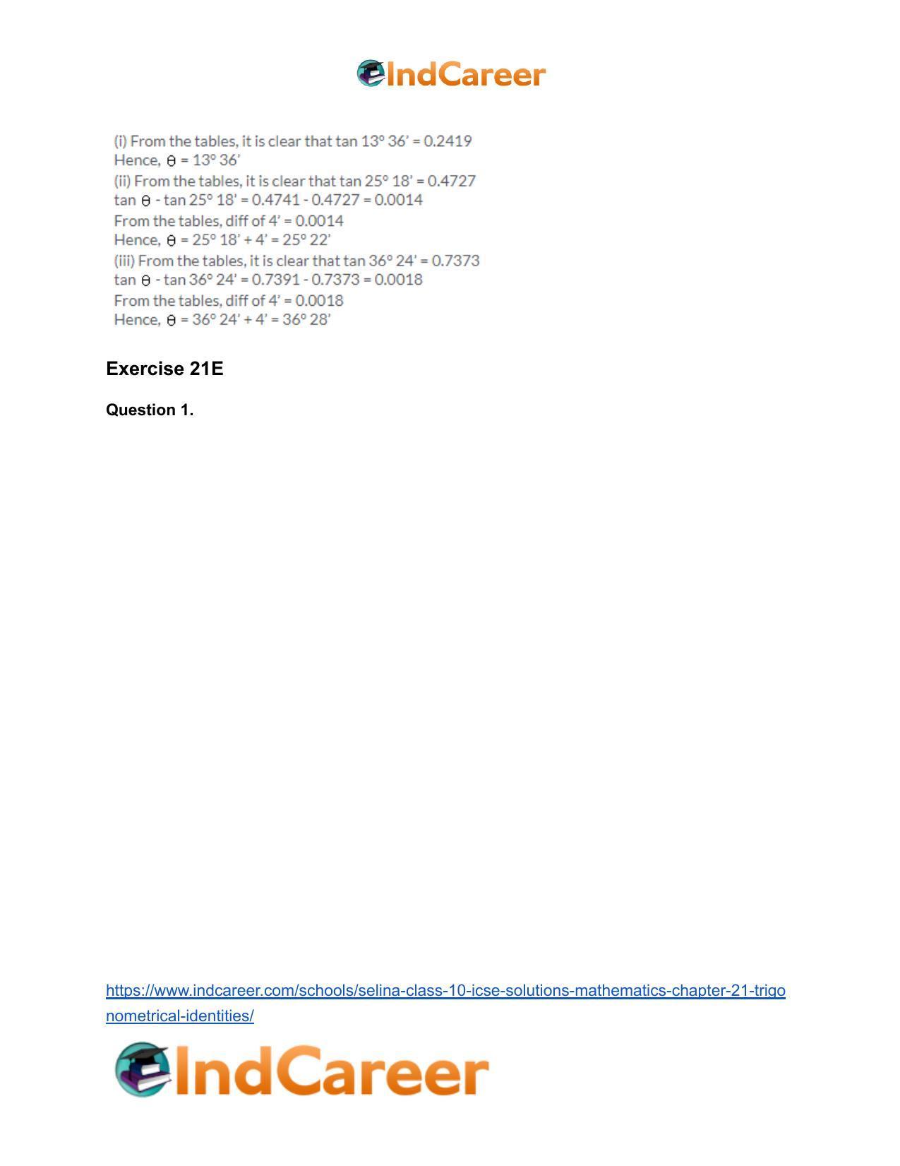 Selina Class 10 ICSE Solutions Mathematics : Chapter 21- Trigonometrical Identities - Page 52