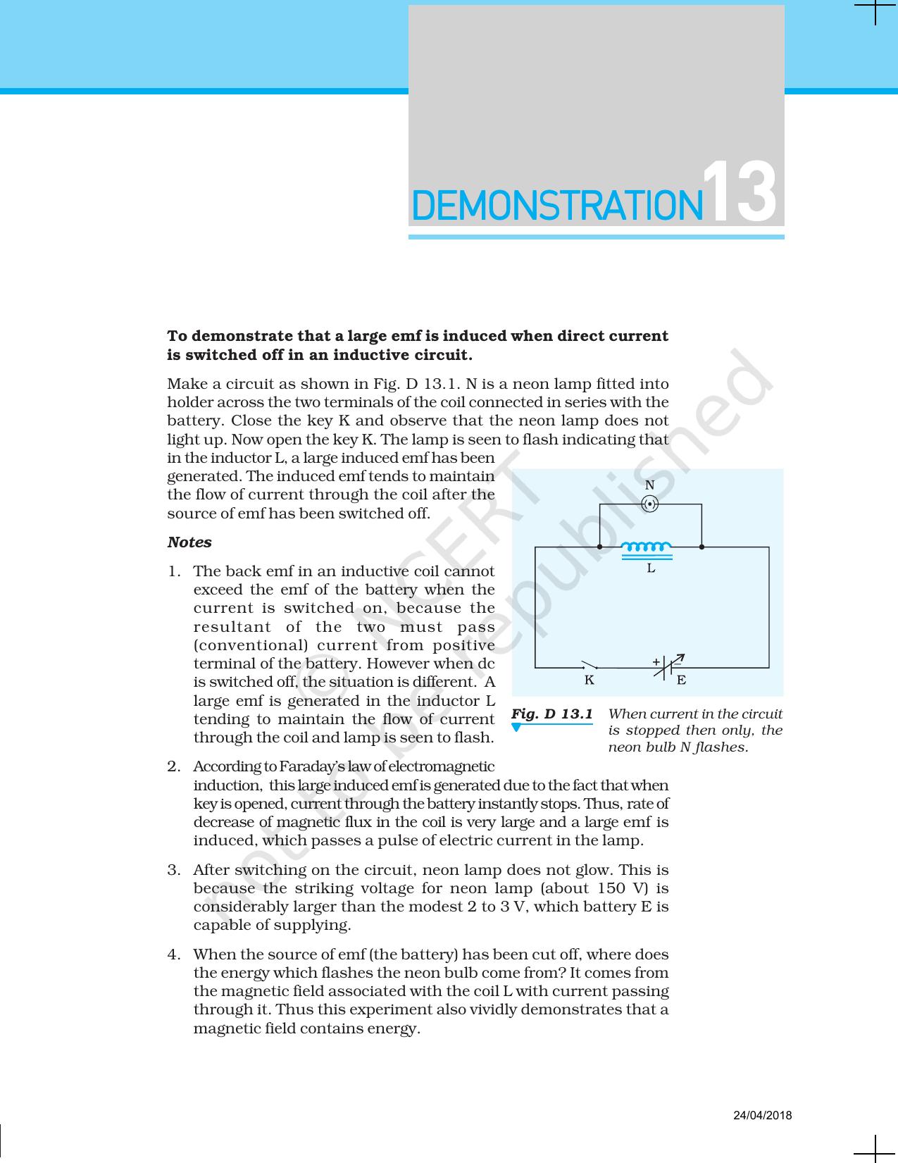 NCERT Laboratory Manuals for Class XII Physics - Demonstration 1 to 14 - Page 26