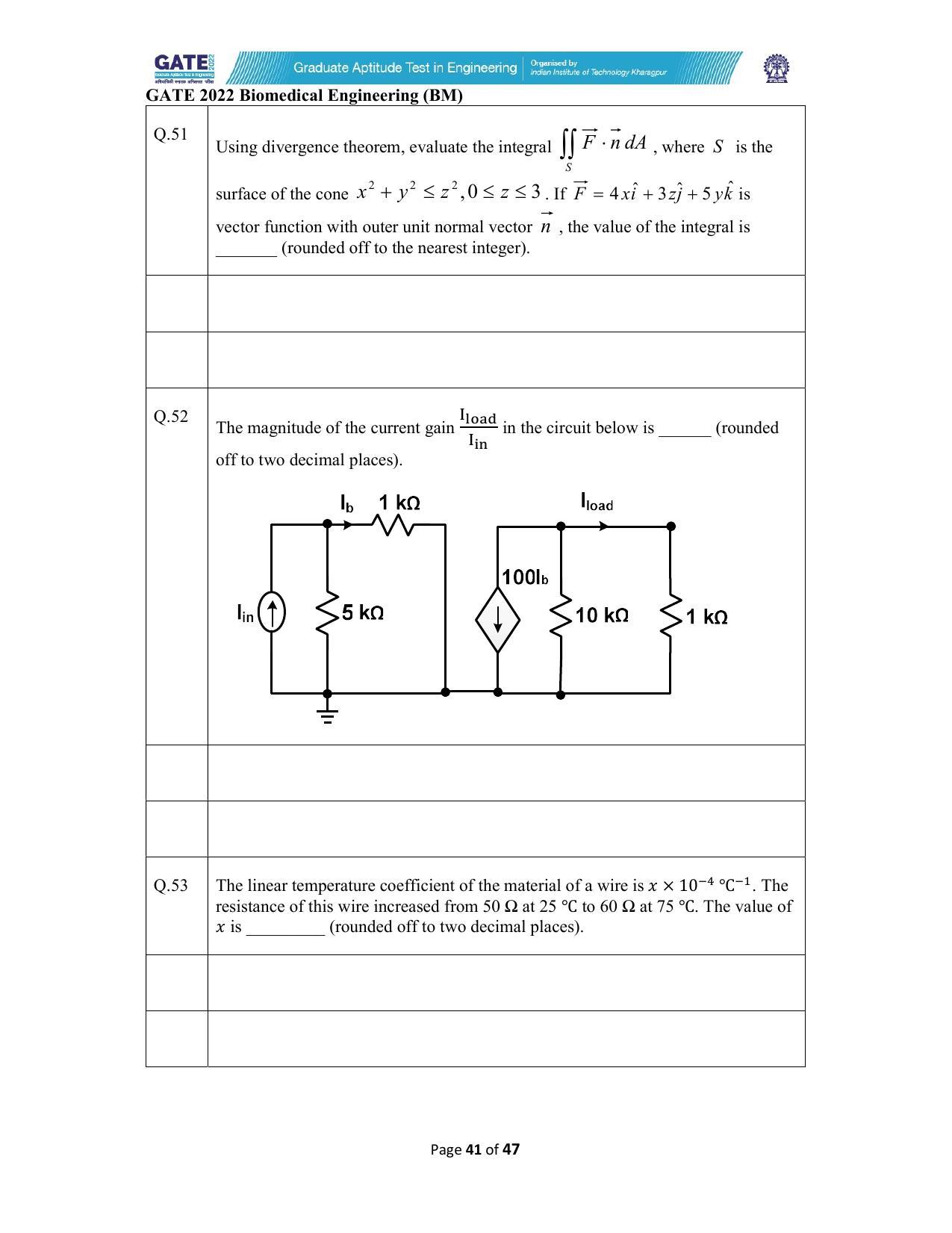 GATE 2022 Biomedical Engineering (BM) Answer Key - Page 41