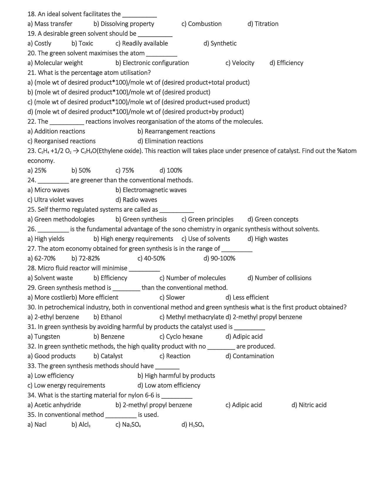 Hemchand North Gujarat University Sample Paper July-Sept 2021:  M.Sc. SEM – 3  CH N N - 605 (A) Green Chemistry Paper Code - 6014 (New Course ) - Page 2
