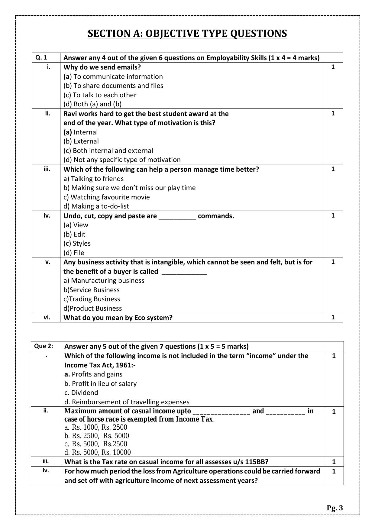 CBSE Class 11: TAXATION 2024 Sample Paper - Page 3