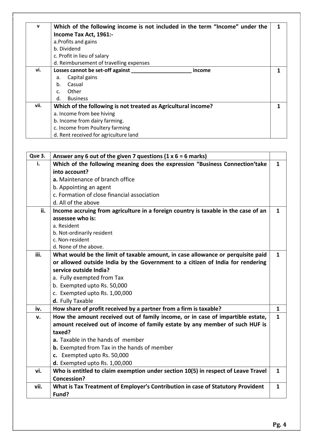 CBSE Class 11: TAXATION 2024 Sample Paper - Page 4