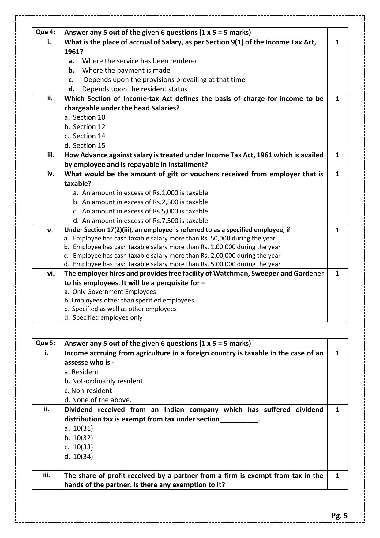 CBSE Class 11: TAXATION 2024 Sample Paper - Page 5