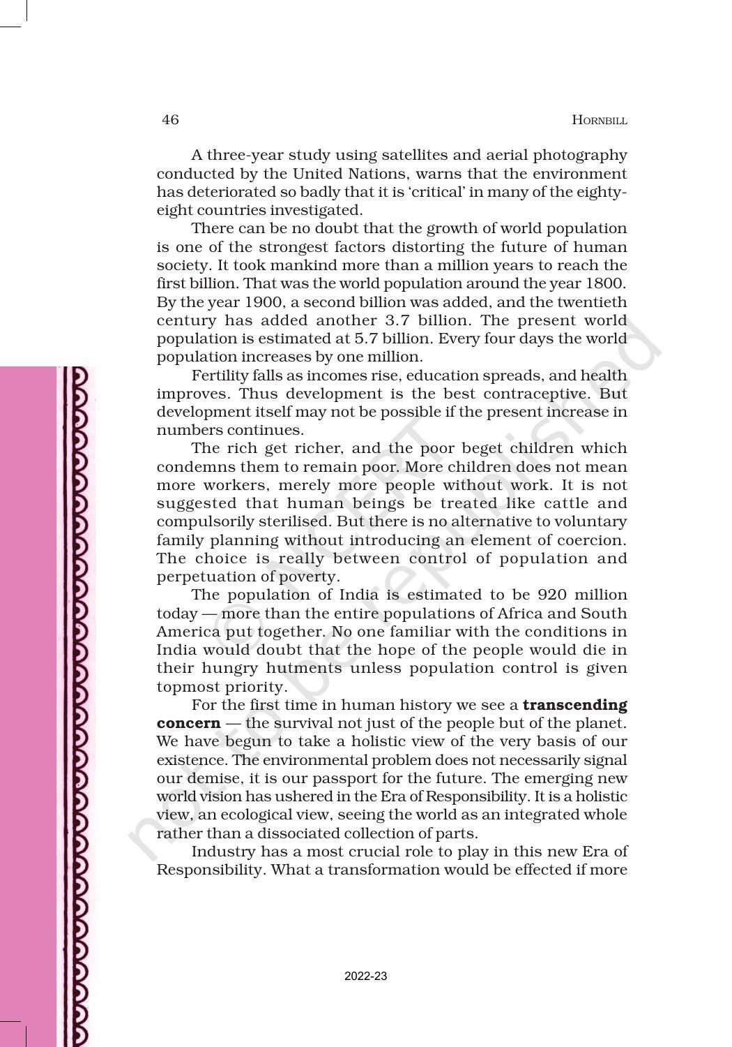NCERT Book for Class 11 English Hornbill Chapter 5 The Ailing Planet: The Green Movement’s Role - Page 4