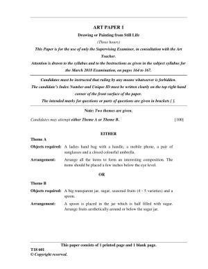 ISC Class 12 2018 Art Paper I Question Paper