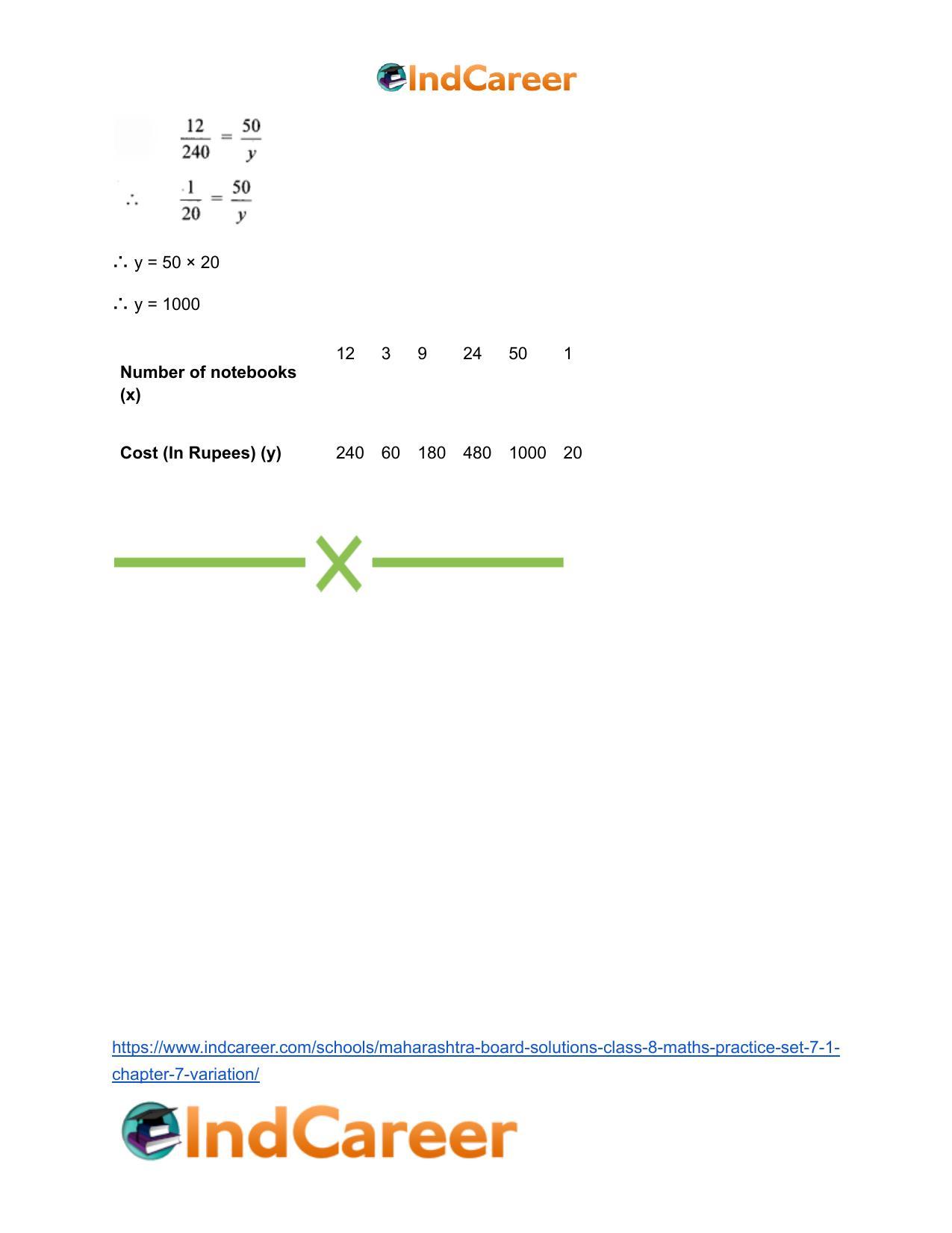 Maharashtra Board Solutions Class 8-Maths (Practice Set 7.1): Chapter 7- Variation - Page 11