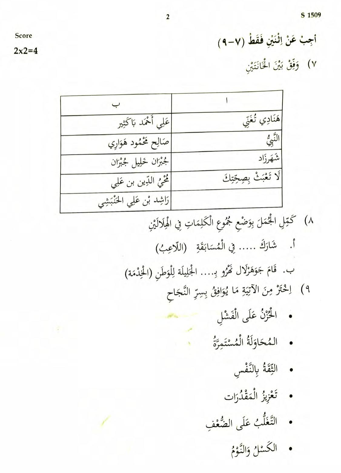 Kerala SSLC 2020 Arabic Question Paper - Page 2