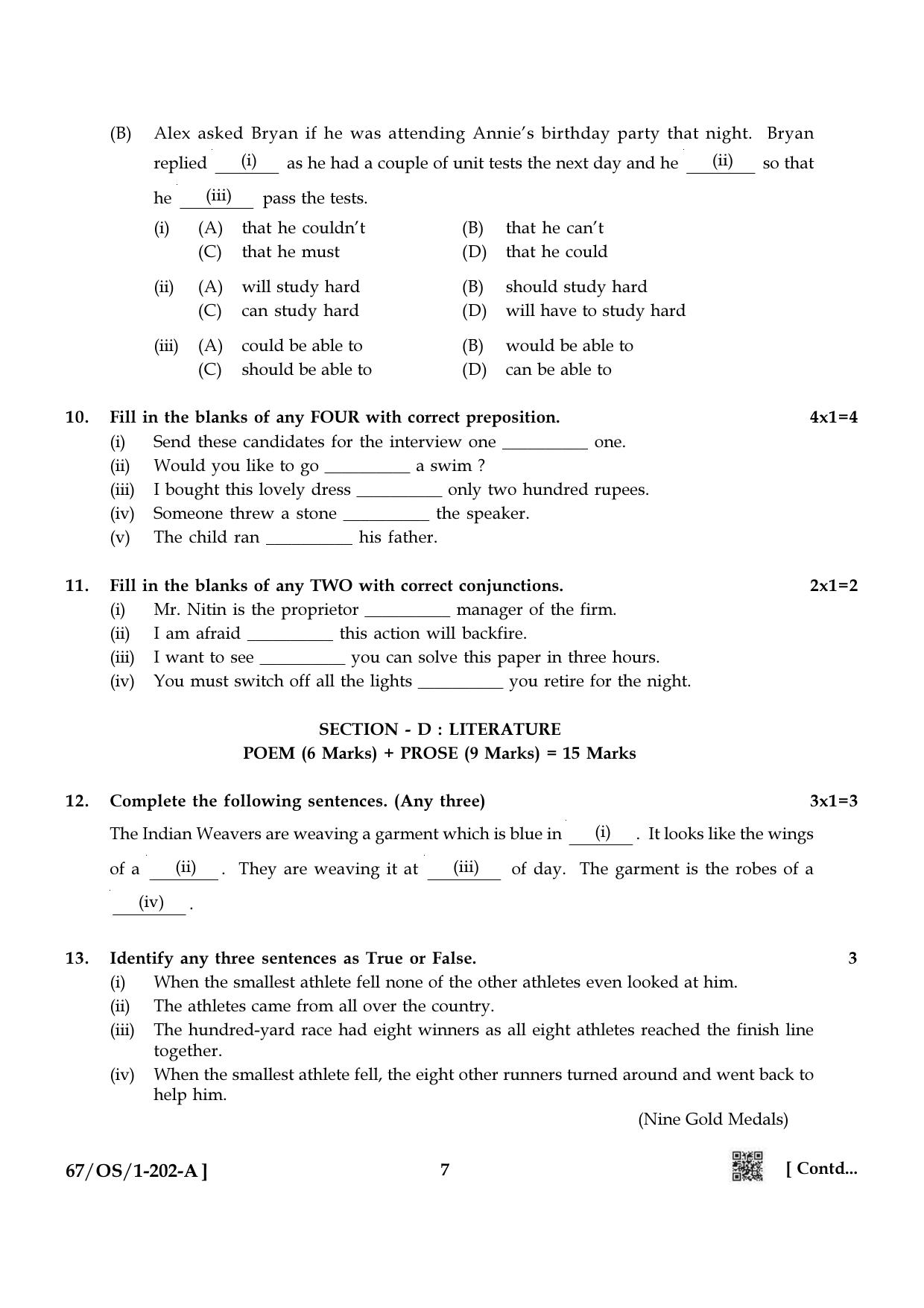 NIOS 2024 Class 10 English Question Paper - Page 7