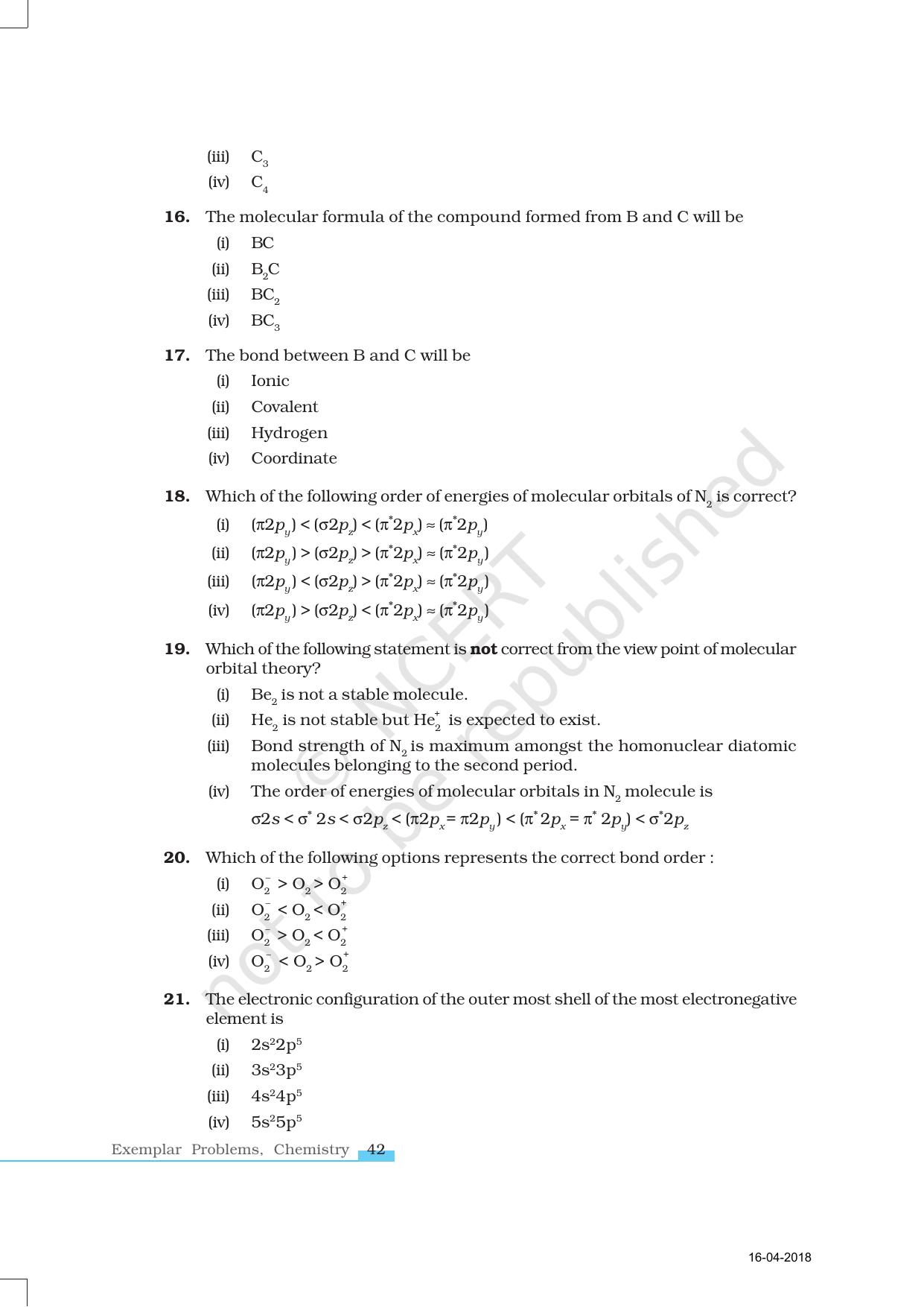 NCERT Exemplar Book for Class 11 Chemistry: Chapter 4 Chemical Bonding and Molecular Structure - Page 4