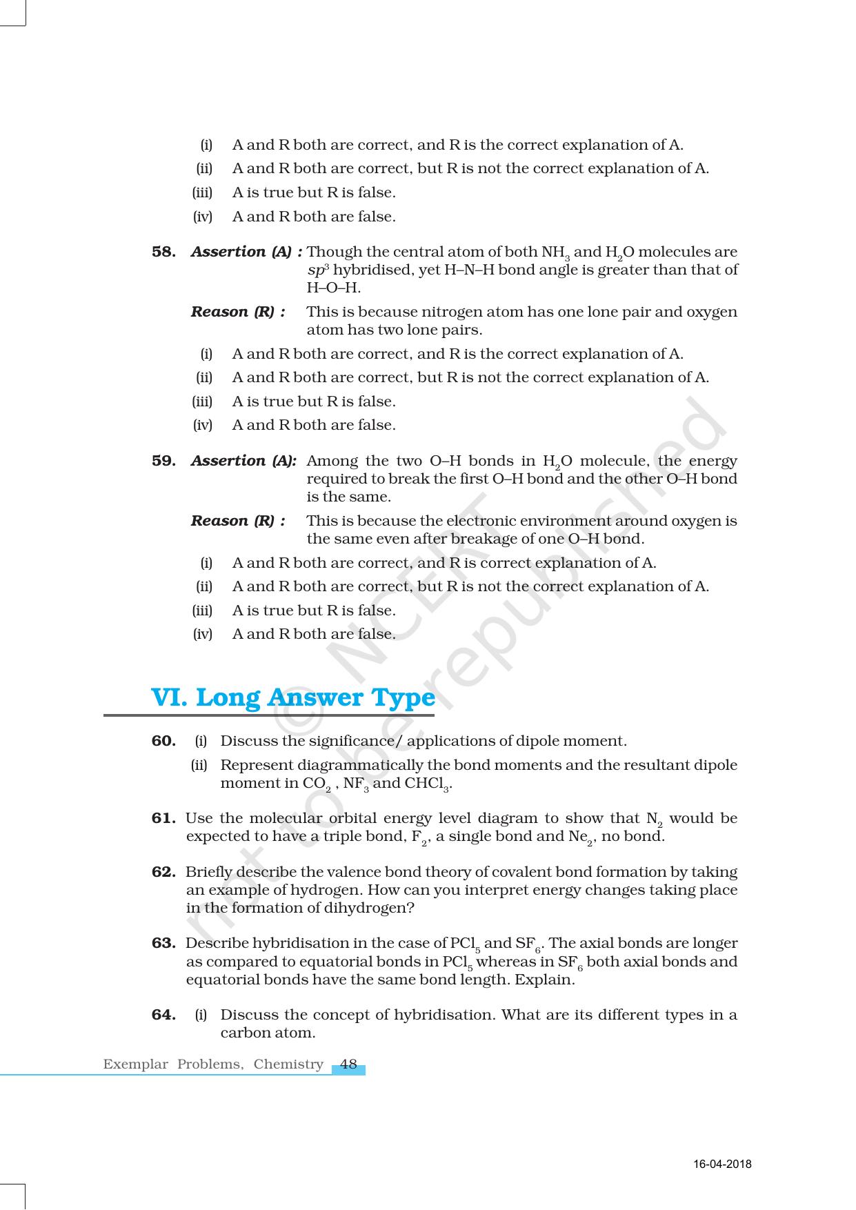 NCERT Exemplar Book for Class 11 Chemistry: Chapter 4 Chemical Bonding and Molecular Structure - Page 10