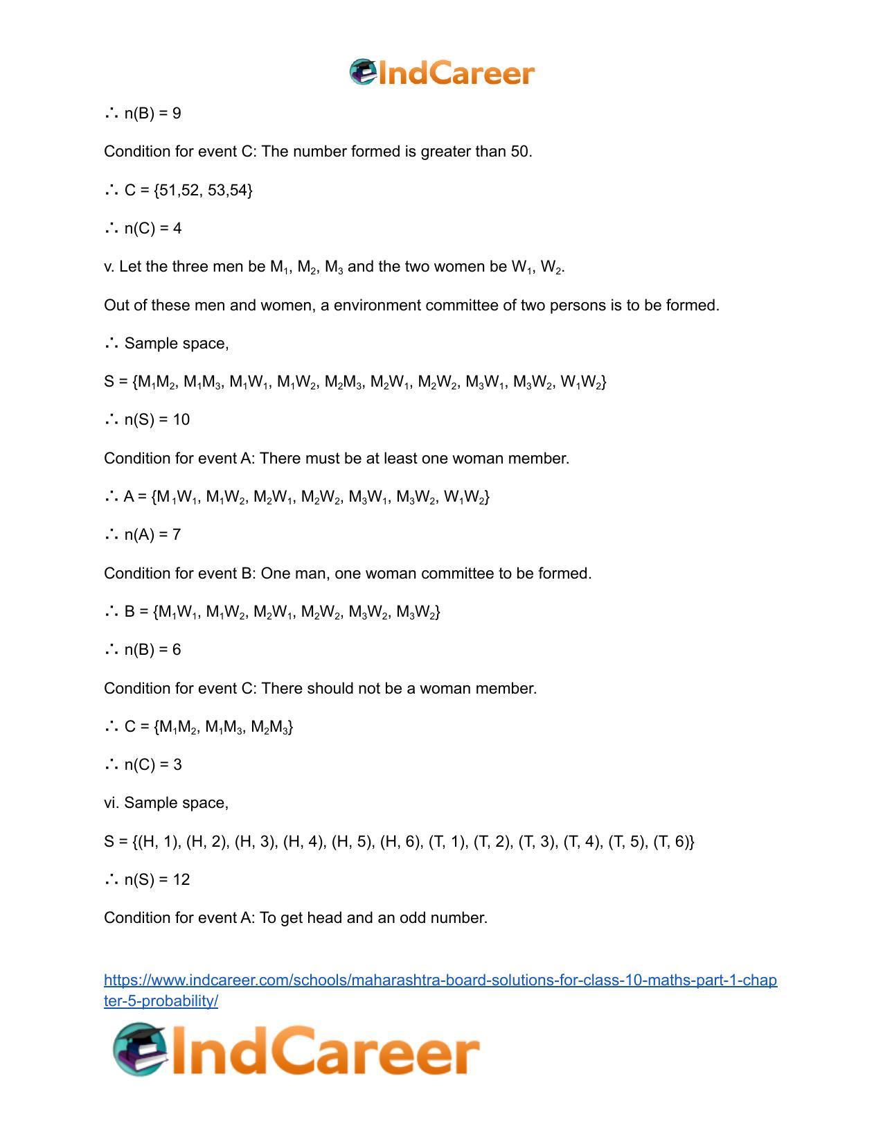 Maharashtra Board Solutions for Class 10-Maths (Part 1): Chapter 5- Probability - Page 11