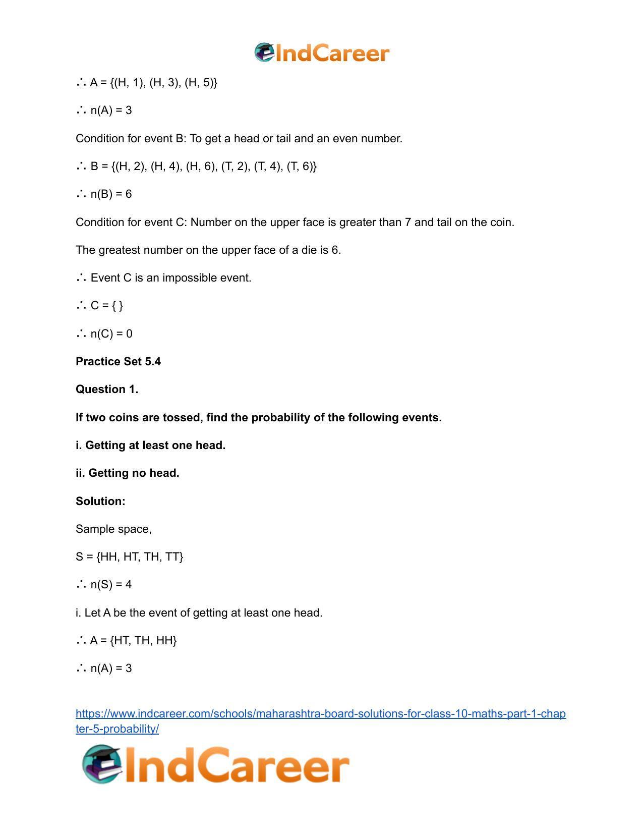 Maharashtra Board Solutions for Class 10-Maths (Part 1): Chapter 5- Probability - Page 12