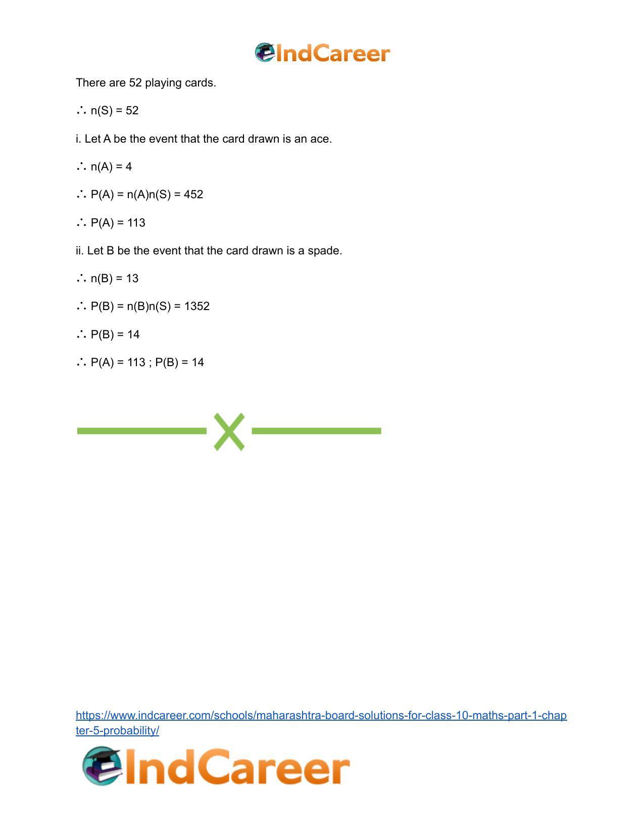 Maharashtra Board Solutions for Class 10-Maths (Part 1): Chapter 5- Probability - Page 17