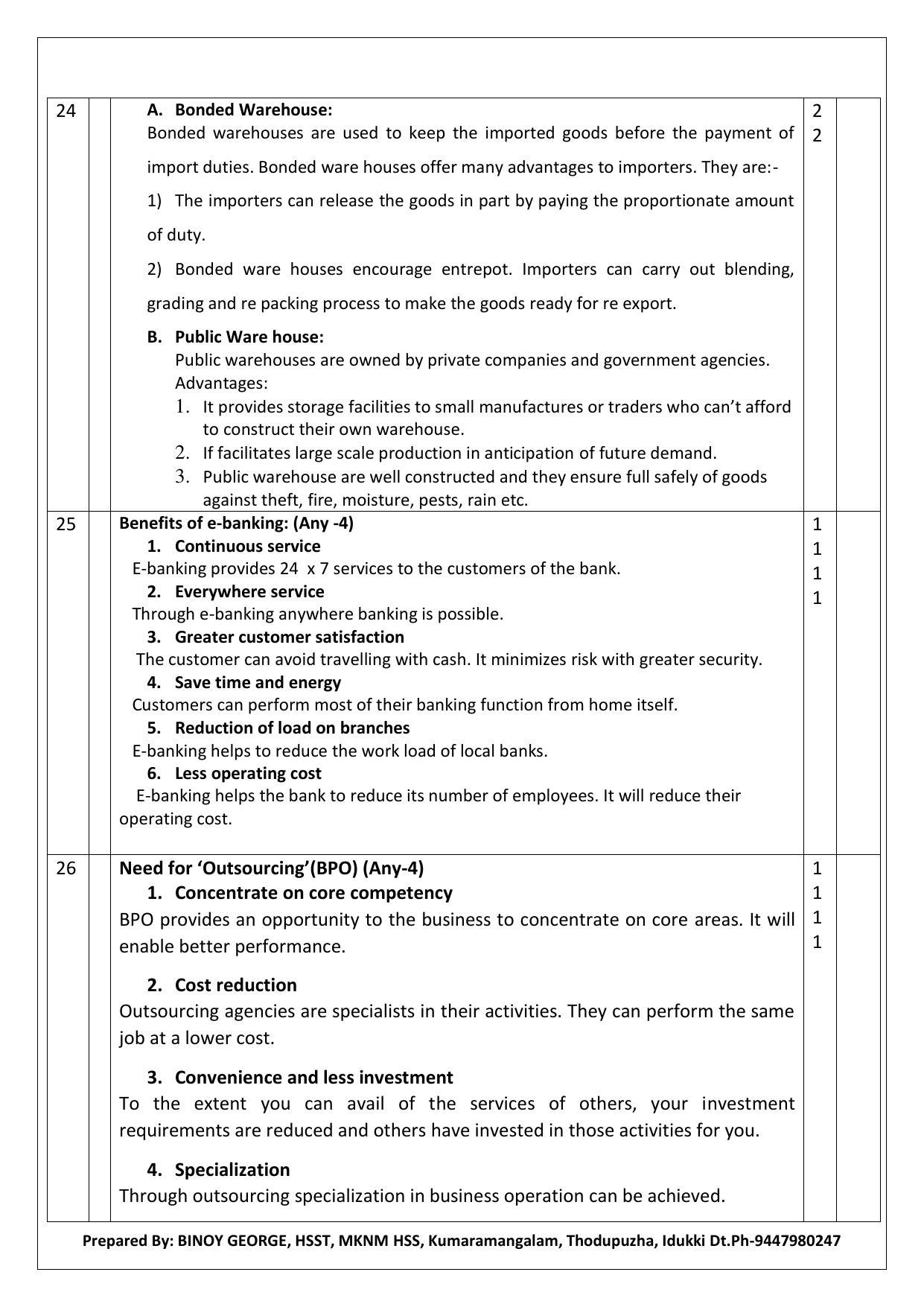 Kerala Plus One 2021 Business Studies Answer Key (Model) - Page 6