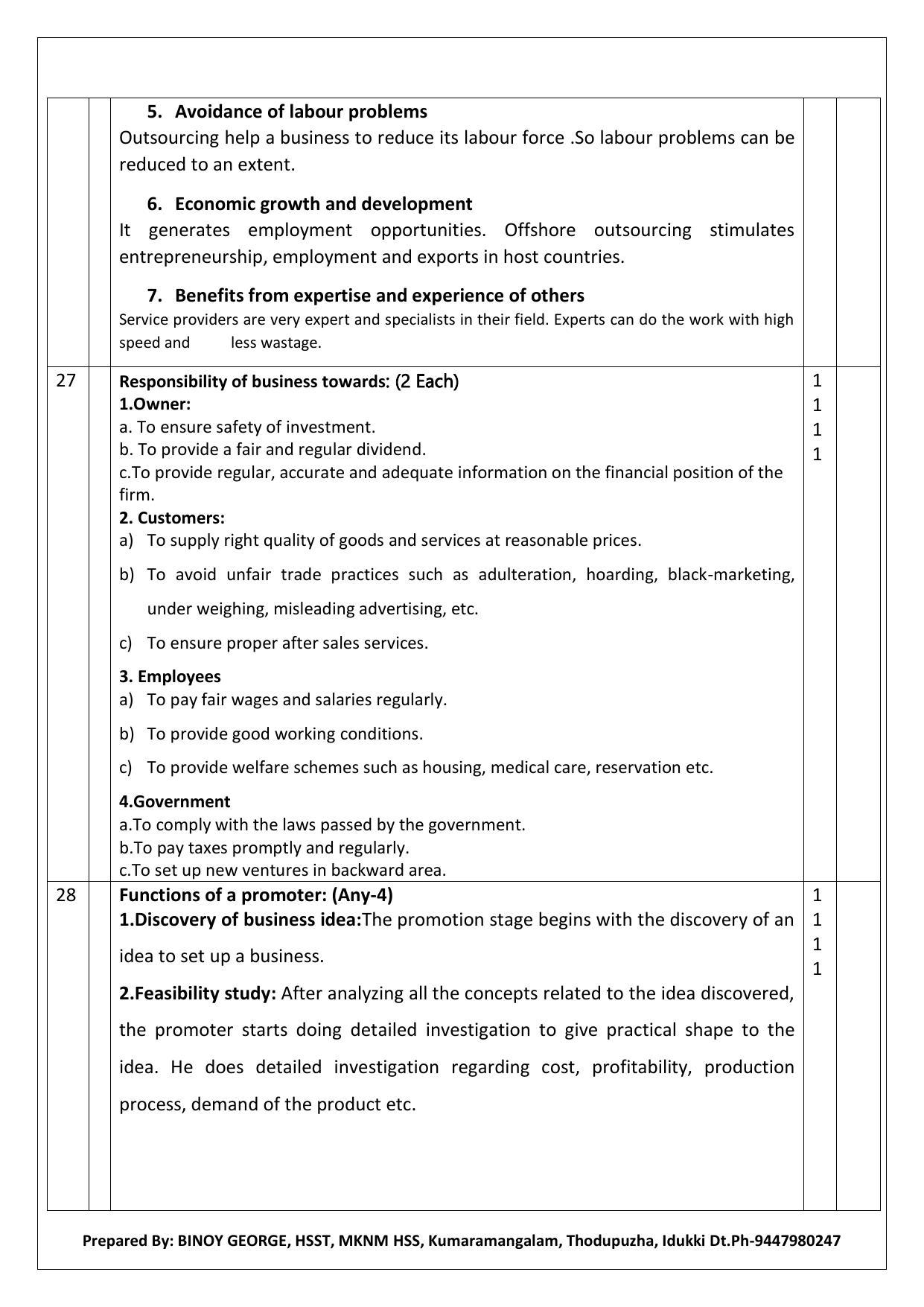 Kerala Plus One 2021 Business Studies Answer Key (Model) - Page 7