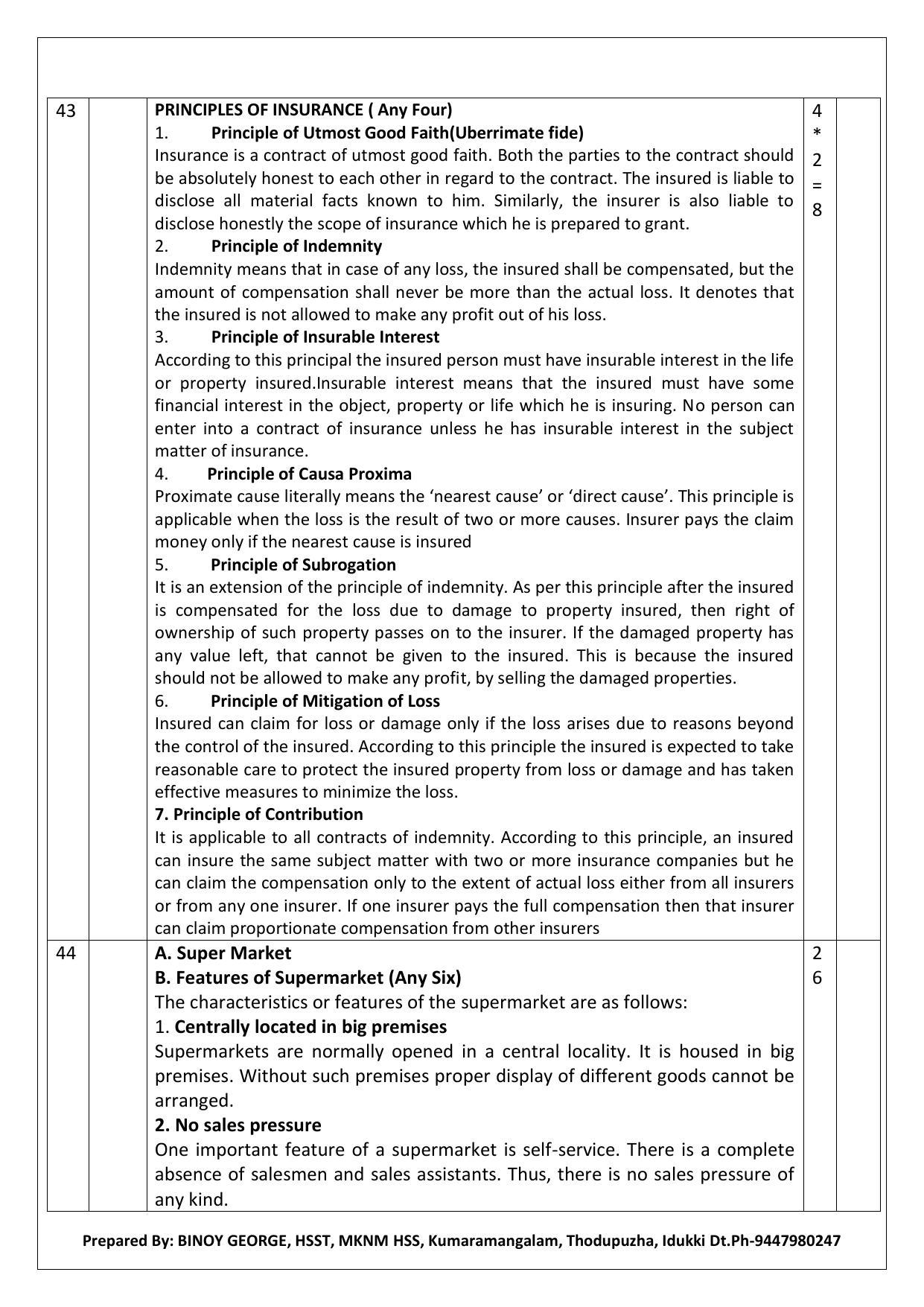 Kerala Plus One 2021 Business Studies Answer Key (Model) - Page 16
