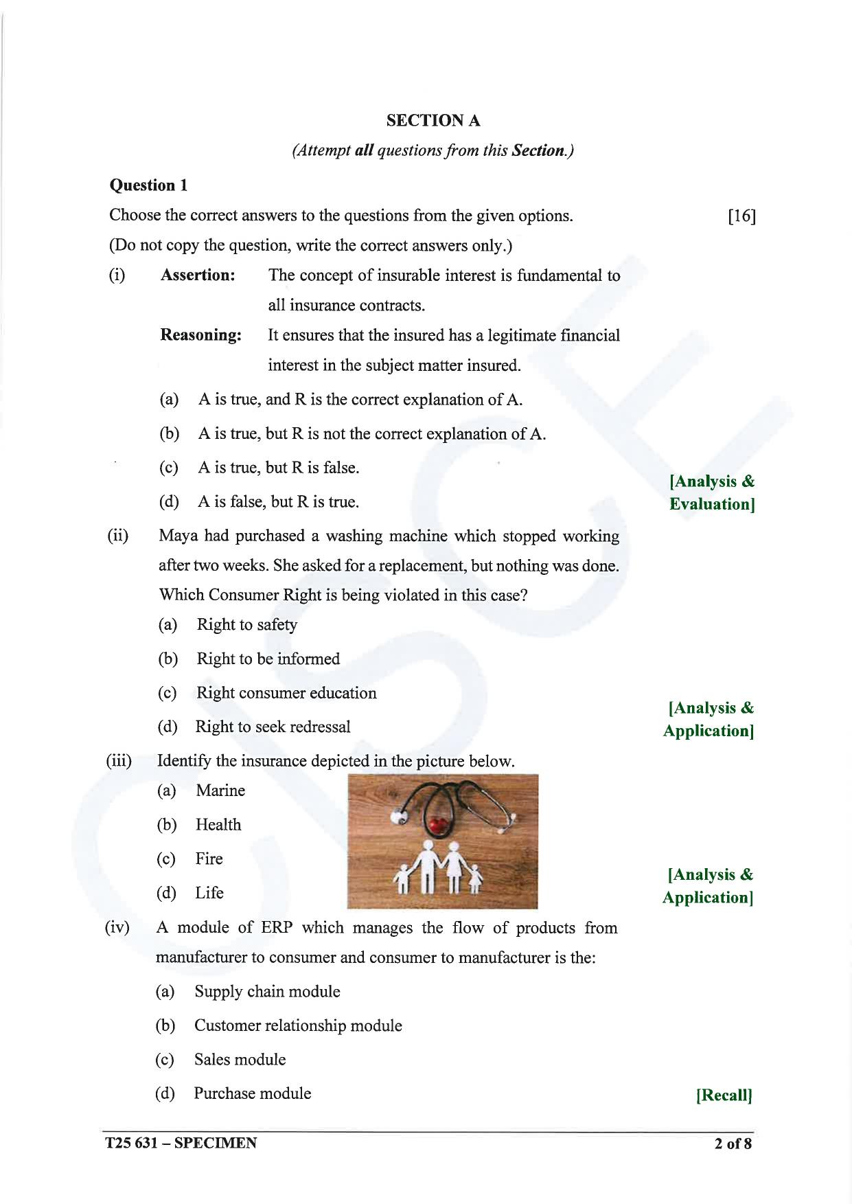 ICSE Class 10 2025 Commercial Studies (QP & MS) Specimen Paper - Page 2